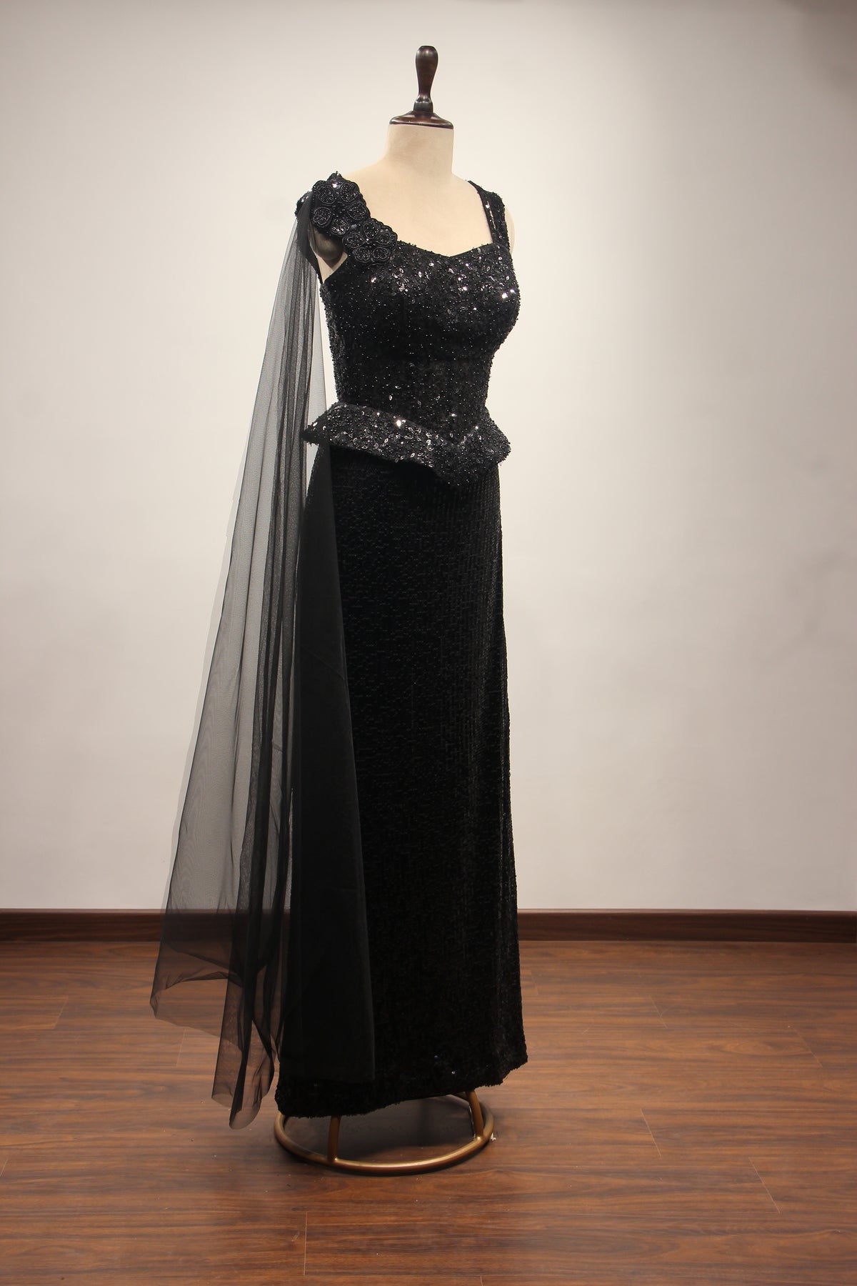 Black Imported Indo Western Skirt Set with Sequin & Bead Handwork – other side view