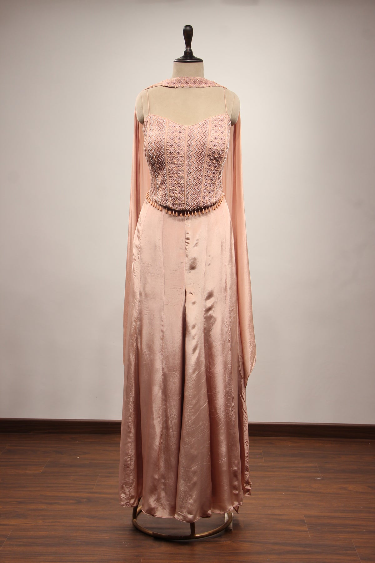 Crepe Corset Indo Western with Cut Dana & Resham Handwork