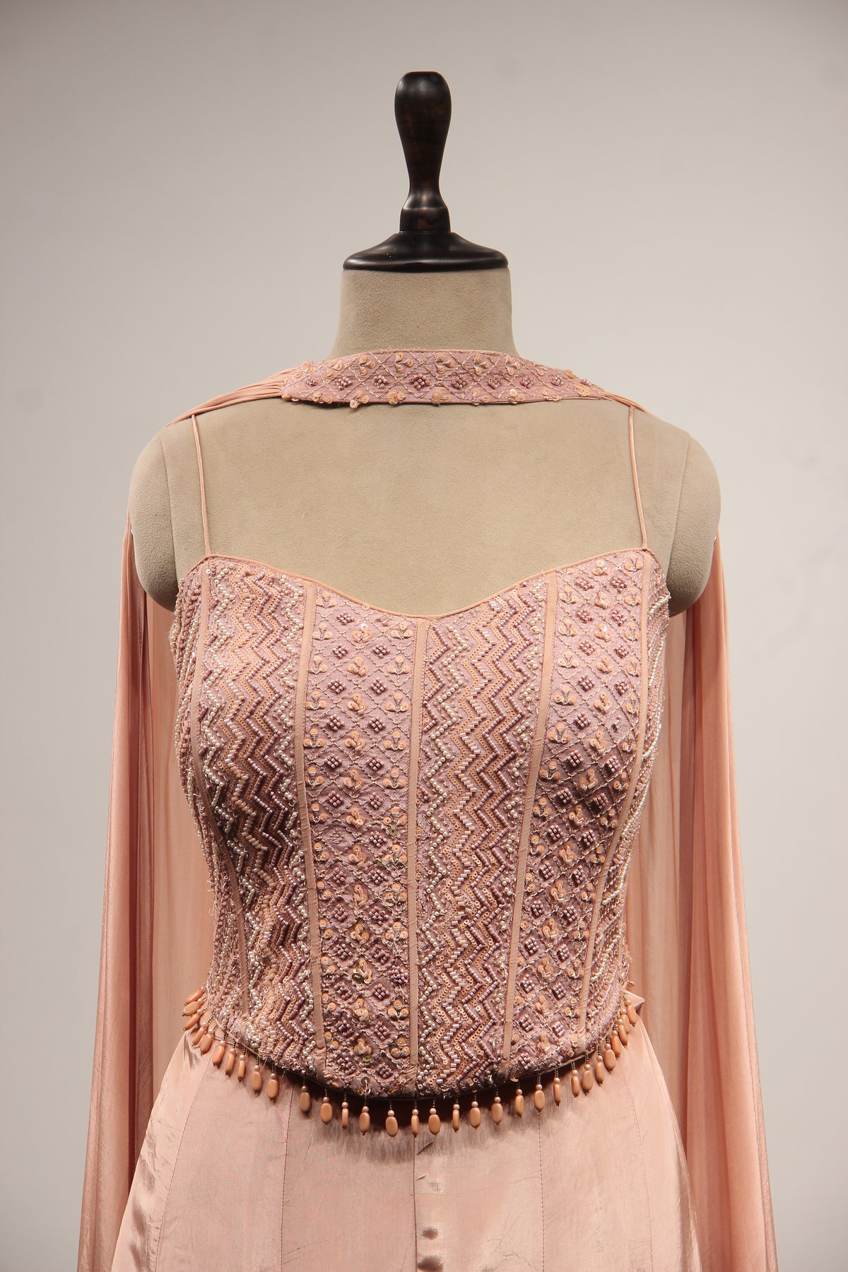 Crepe Corset Indo Western with Cut Dana & Resham Handwork