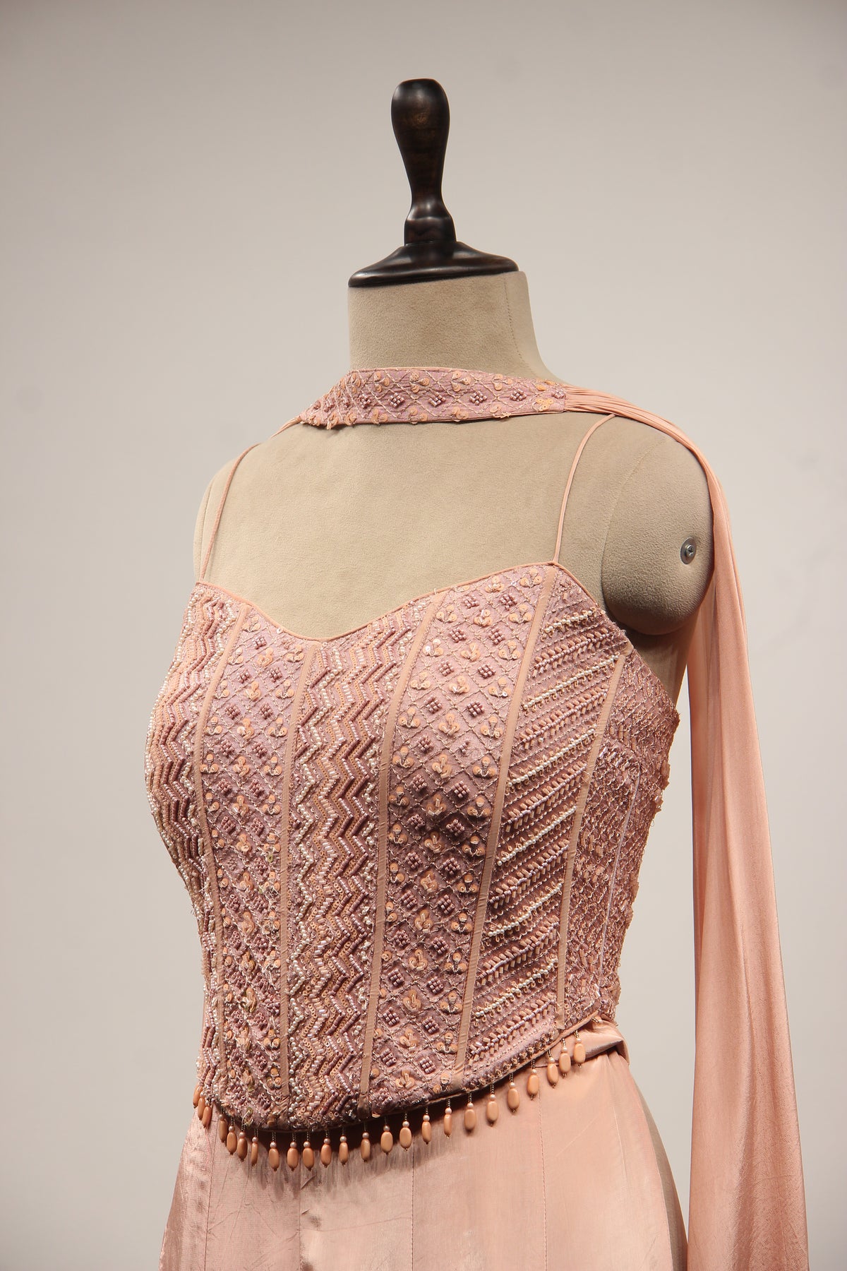 Crepe Corset Indo Western with Cut Dana & Resham Handwork