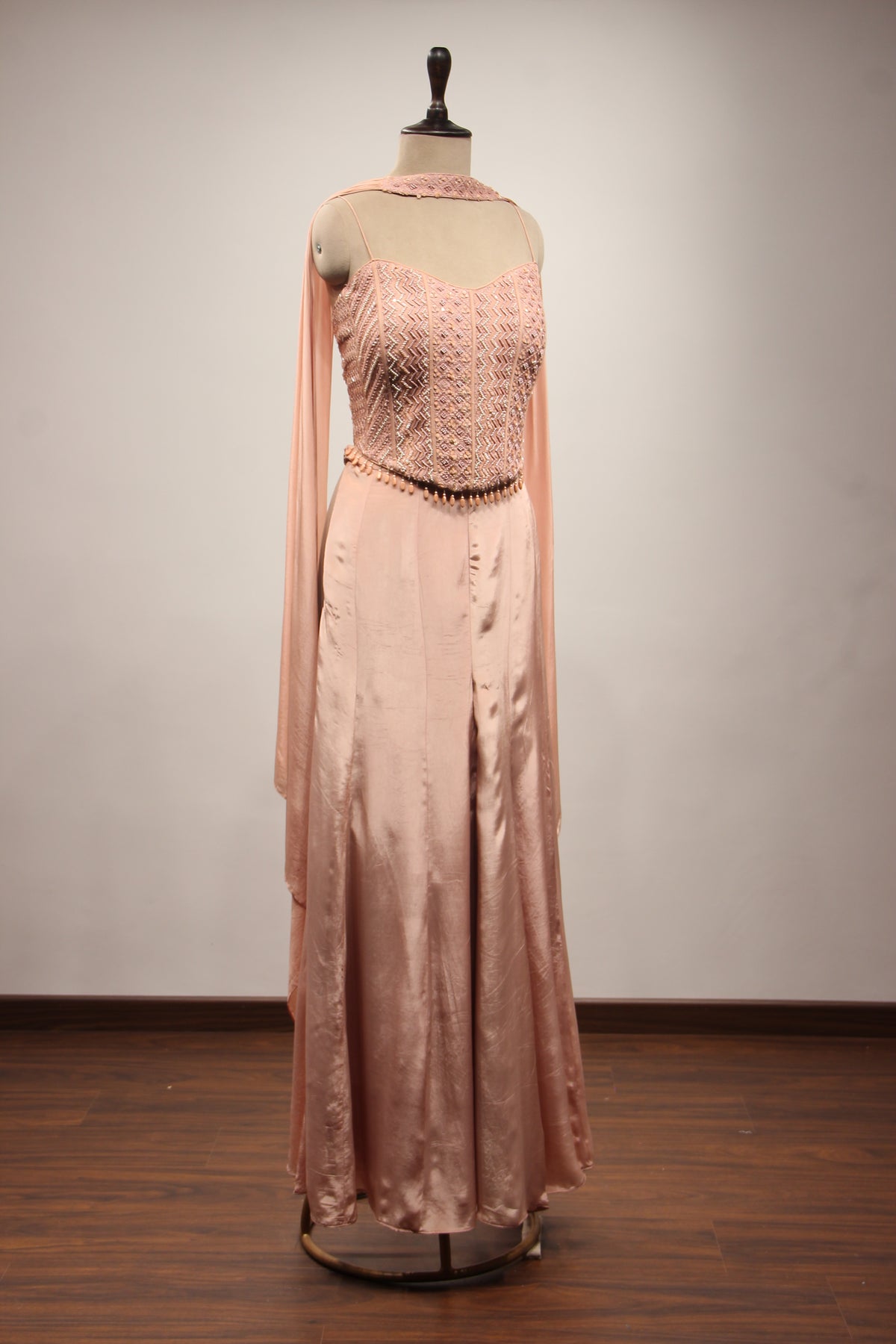 Crepe Corset Indo Western with Cut Dana & Resham Handwork