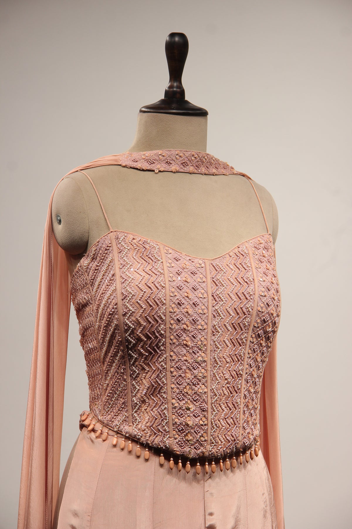 Crepe Corset Indo Western with Cut Dana & Resham Handwork