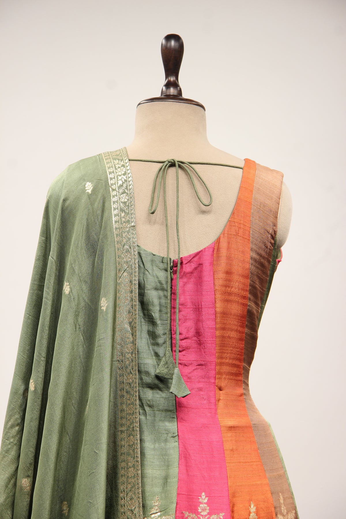 Multicolor Banarasi Brocade Anarkali Suit with Zardozi & Zari Handwork – back close-up