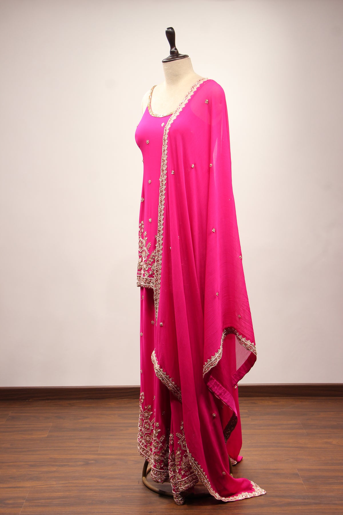 Rani Georgette Sharara Suit with Hand Embroidery & Bead Handwork – side view