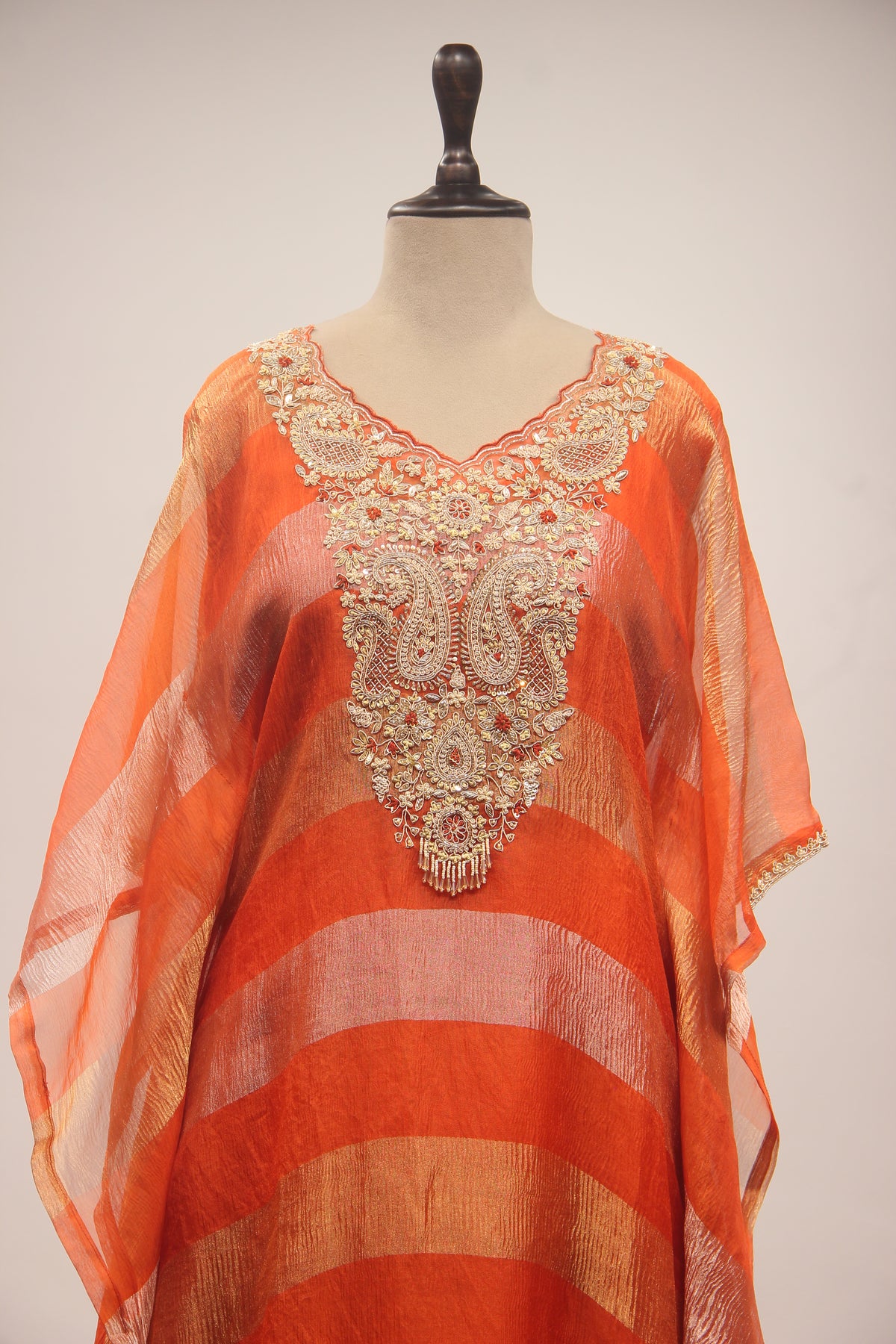 Orange Organza Suit with Gota Patti & Sequin Handwork Kaftan