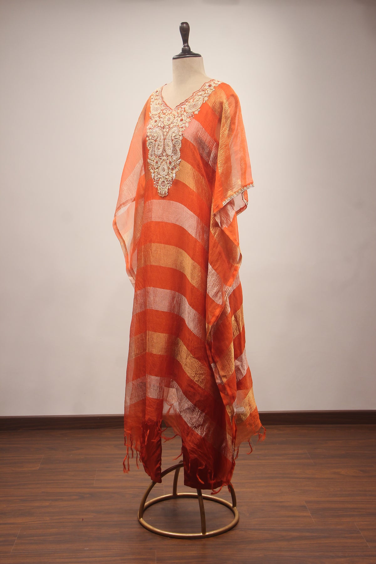 Orange Organza Suit with Gota Patti & Sequin Handwork Kaftan