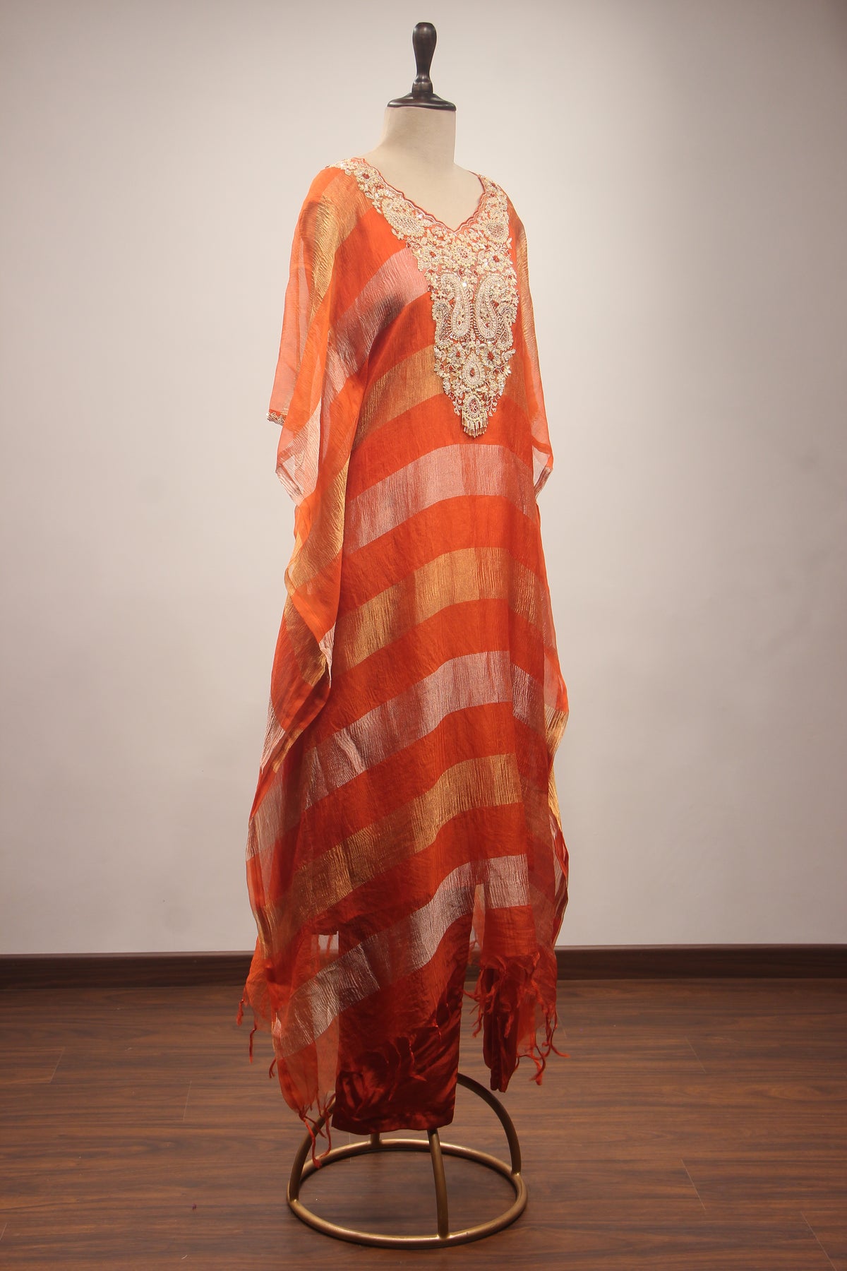 Orange Organza Suit with Gota Patti & Sequin Handwork Kaftan