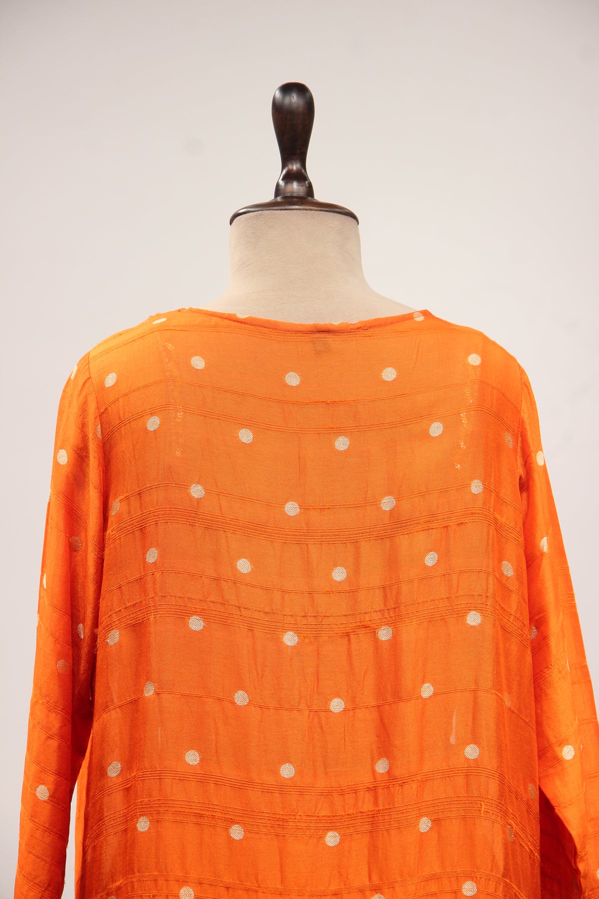 Crepe Indo Western Shrug Set with Cut Dana & Thread Handwork Crop Top in Orange – back close-up, with shrug