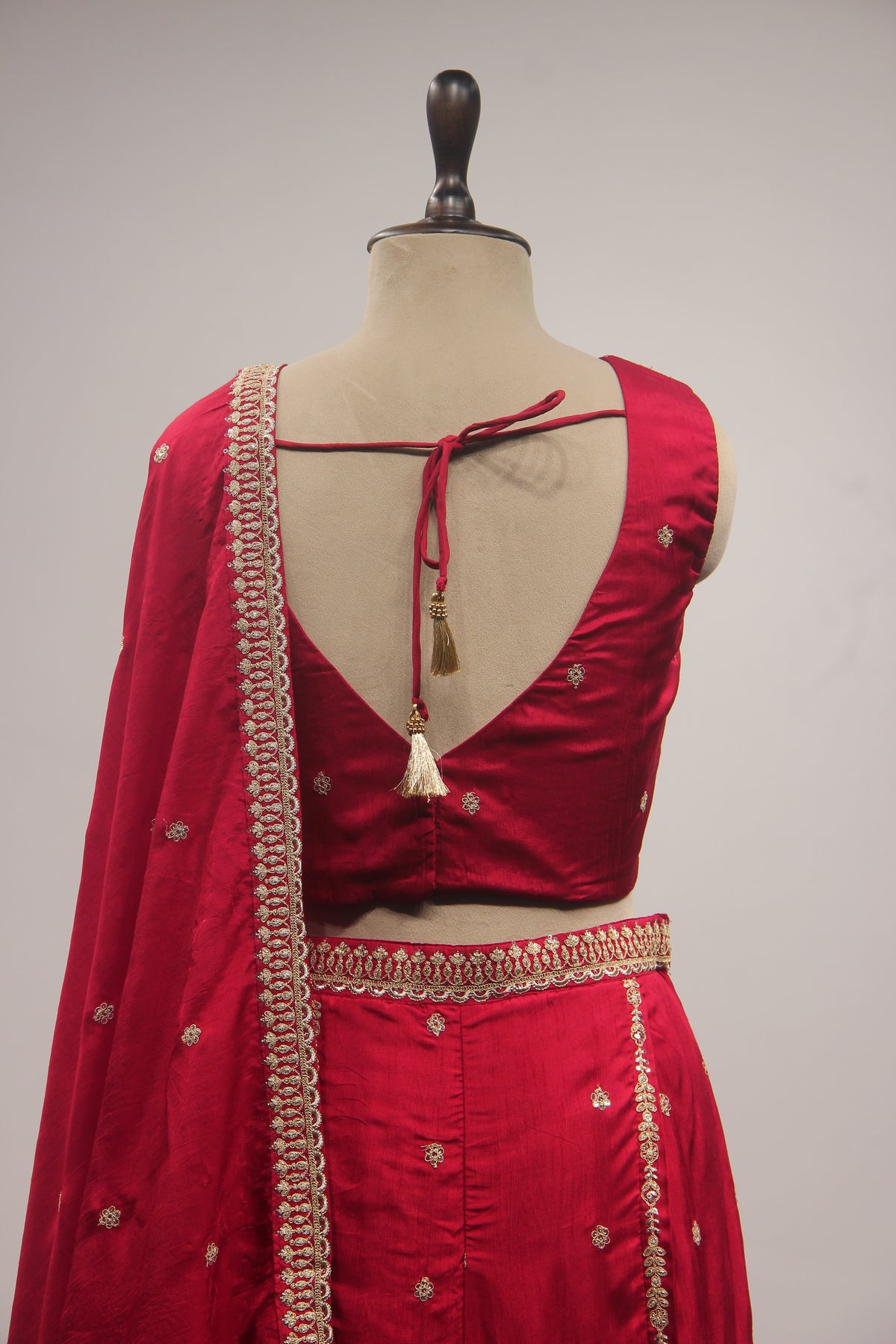 Maroon Crepe Indo-Western Palazzo with Zari Handwork