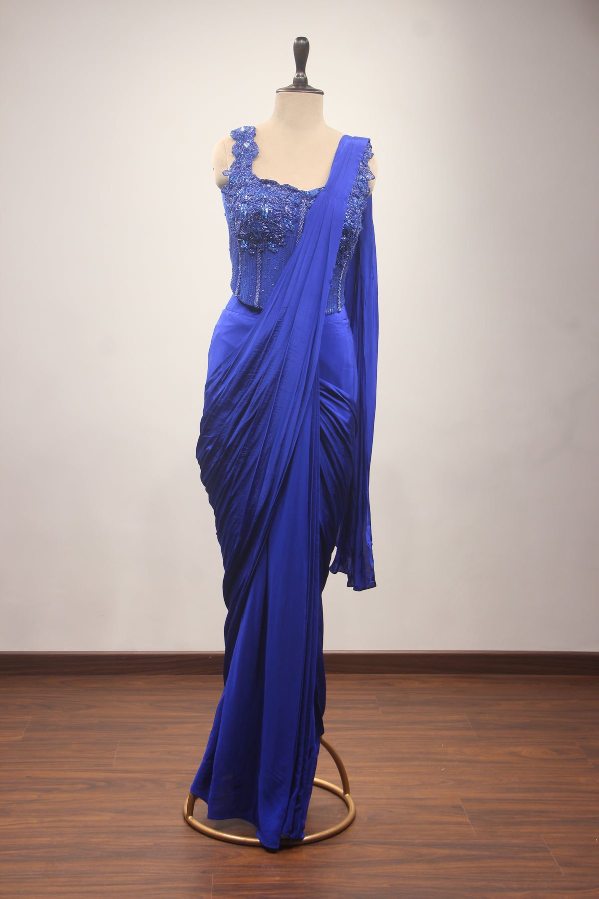 BLUE Crepe Corset Blouse with Cut Dana and Hand Embroidery work by OOS — product image 1