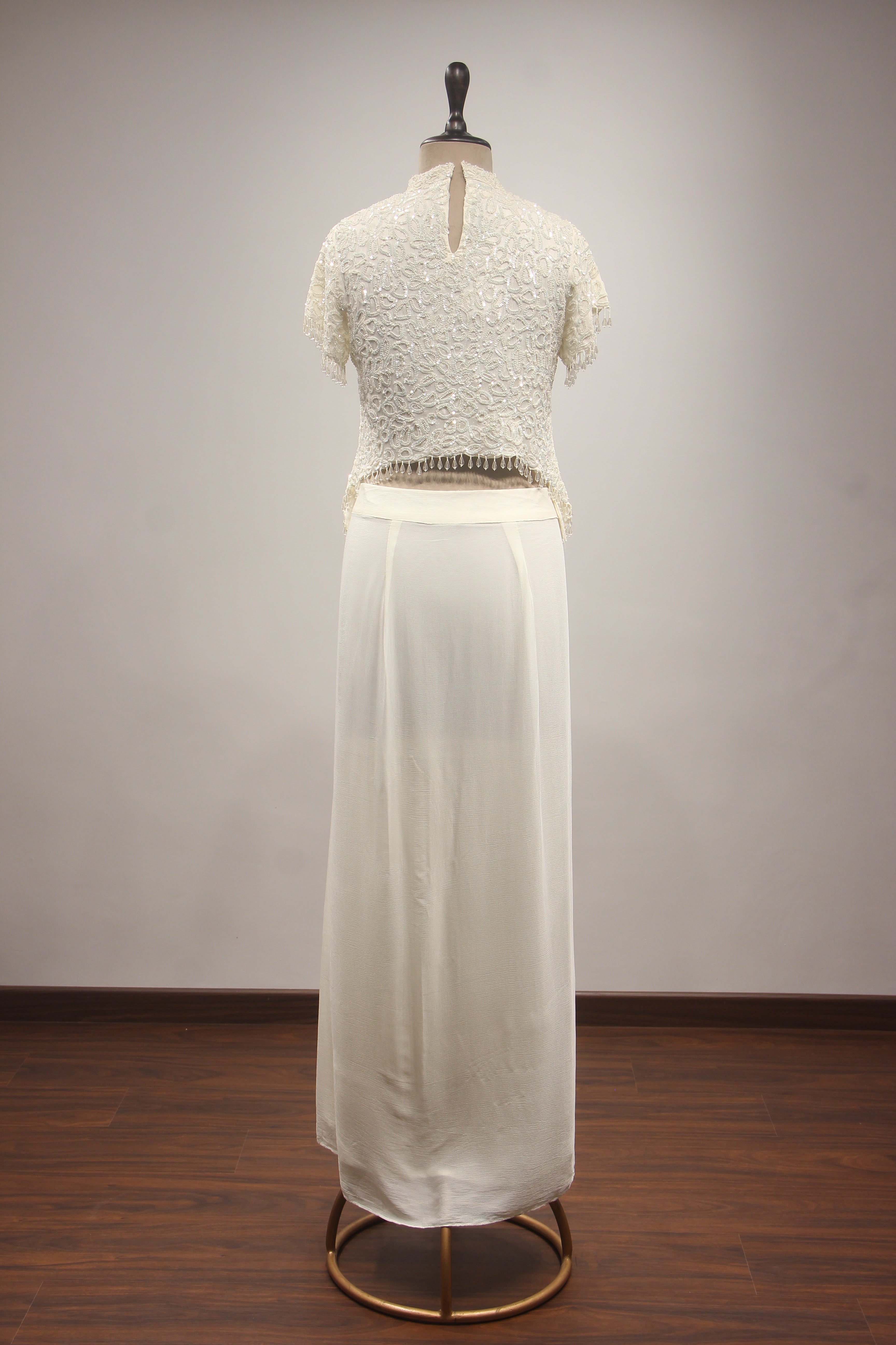 Crepe Indo-Western Drape Skirt with Bead & Sequin Handwork