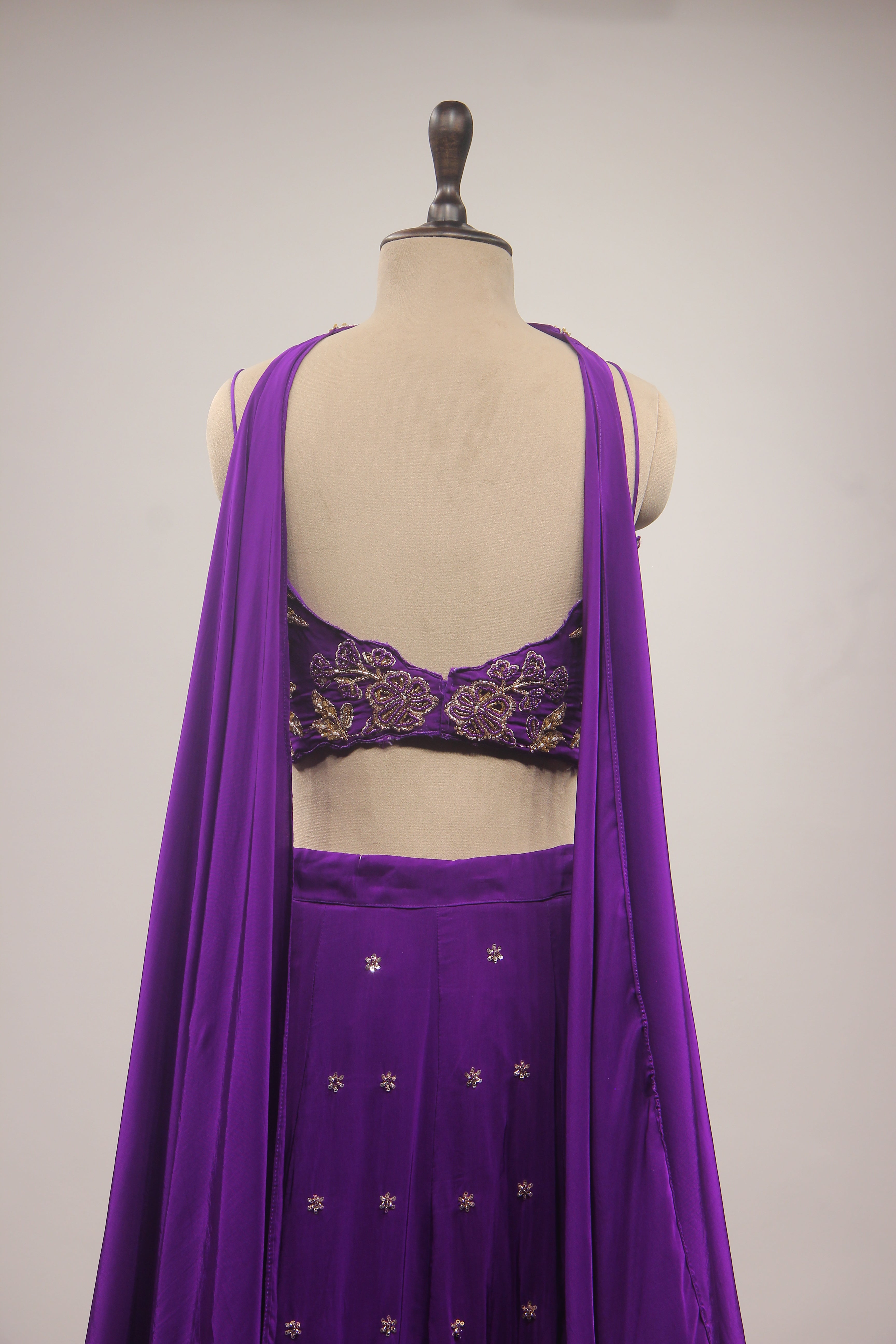Crepe Lehenga with Zari & Zardozi Handwork Crop Top and Dupatta