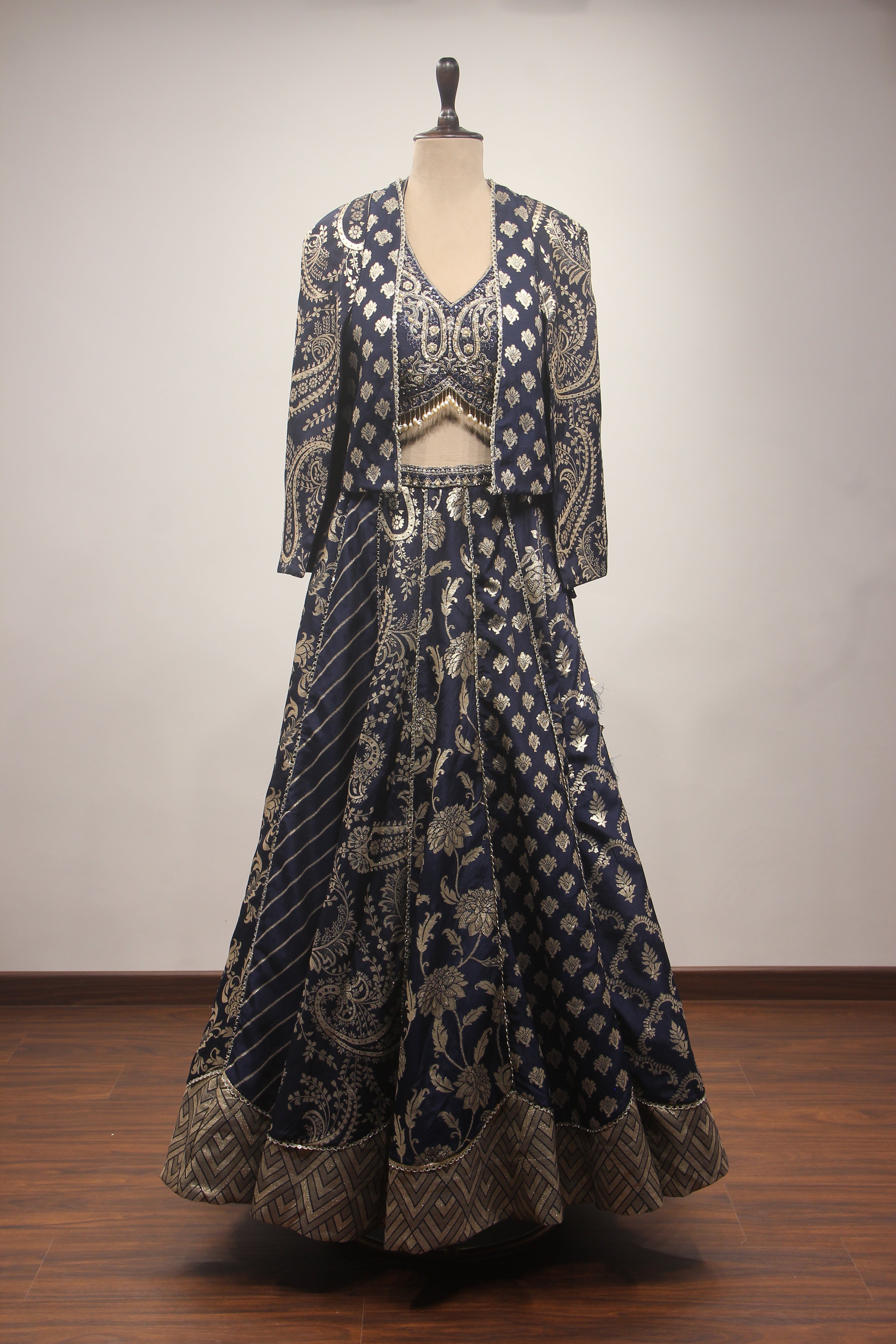 Banarasi Brocade Lehenga with Handwork & Cut Dana Jacket