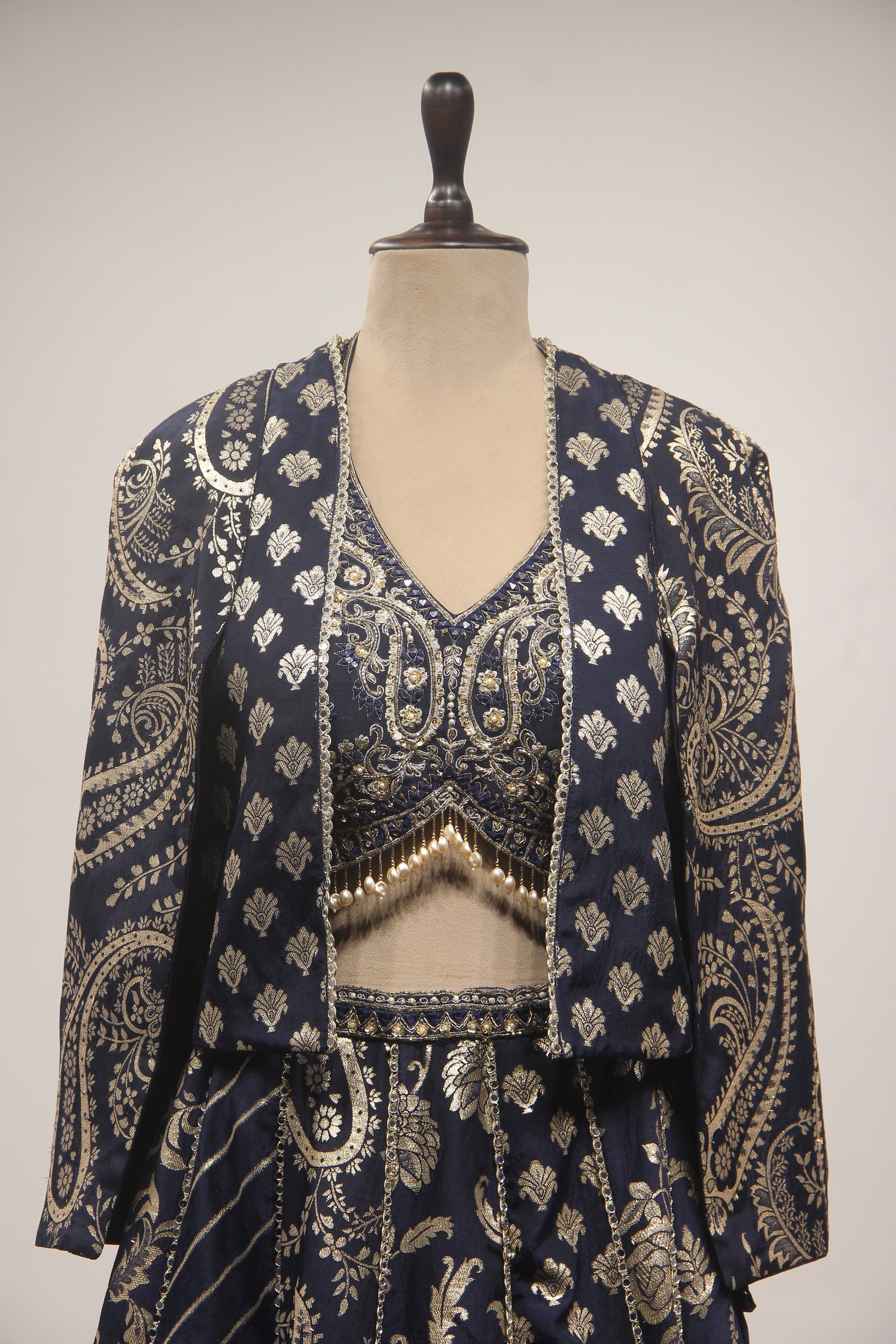 Banarasi Brocade Lehenga with Handwork & Cut Dana Jacket