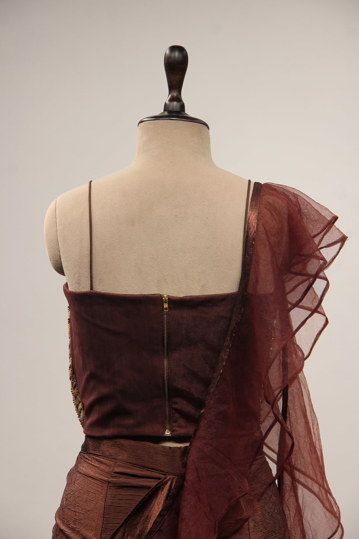Imported Indo Western Cowl Skirt with Bead & Cut Dana Handwork