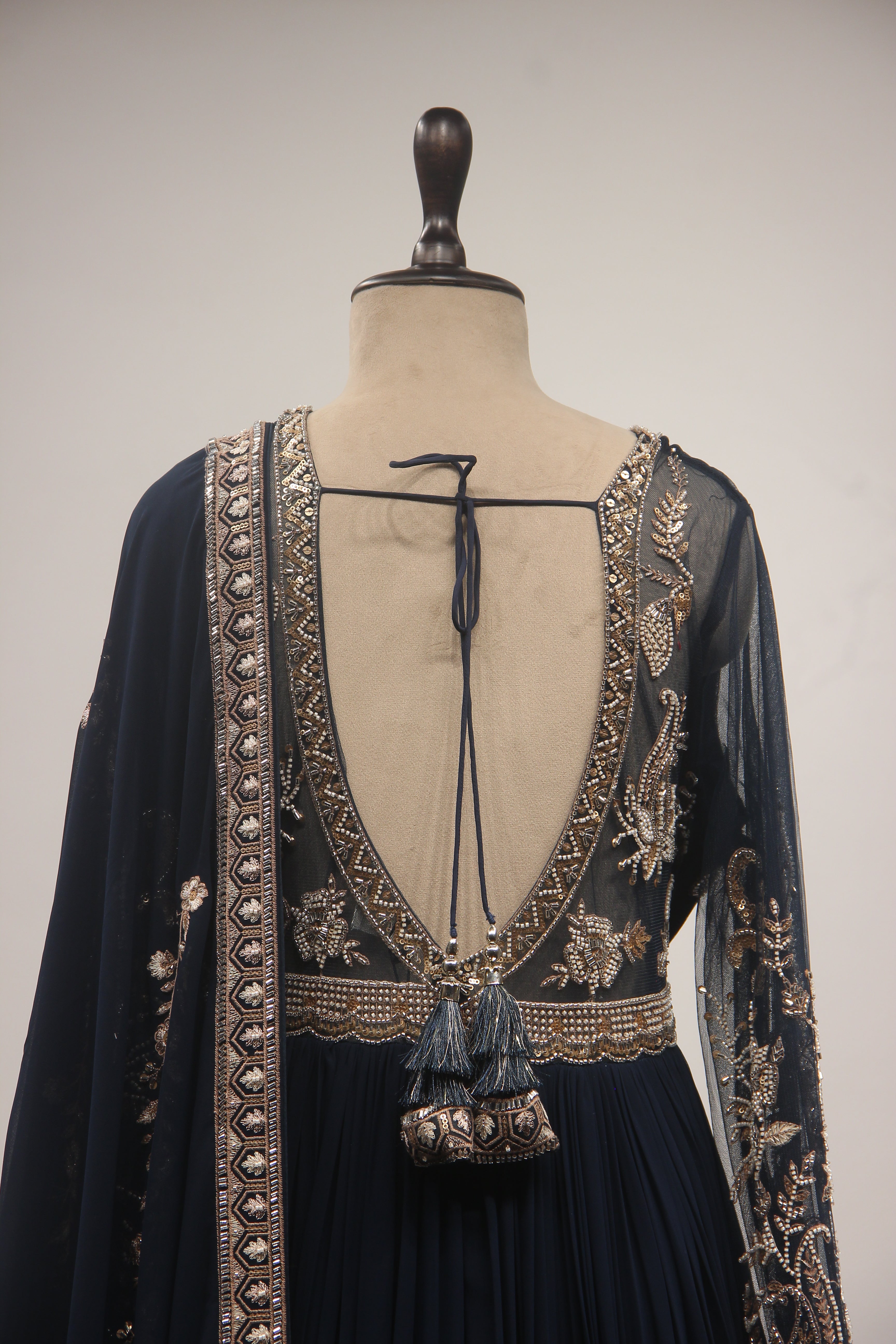 Hand-Embroidered Georgette Floor-Length Anarkali Gown with Bead & Sequin Work