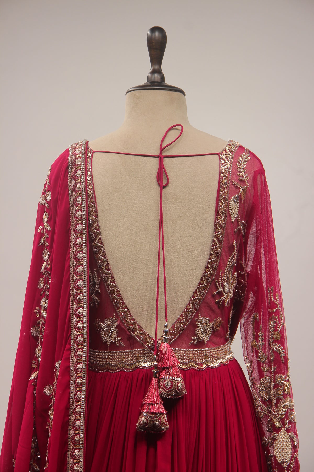Georgette Floor-Length Anarkali Gown with Hand Embroidery, Bead & Sequin Work