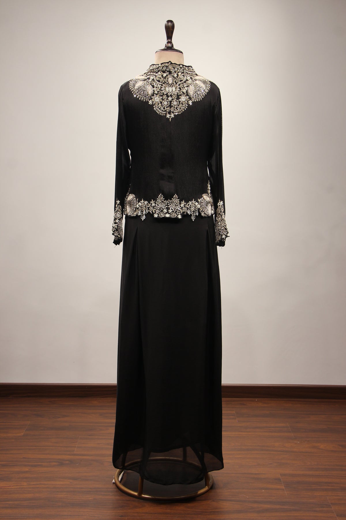 Crepe Black Indo Western Jacket with Cut Dana & Sequin Handwork