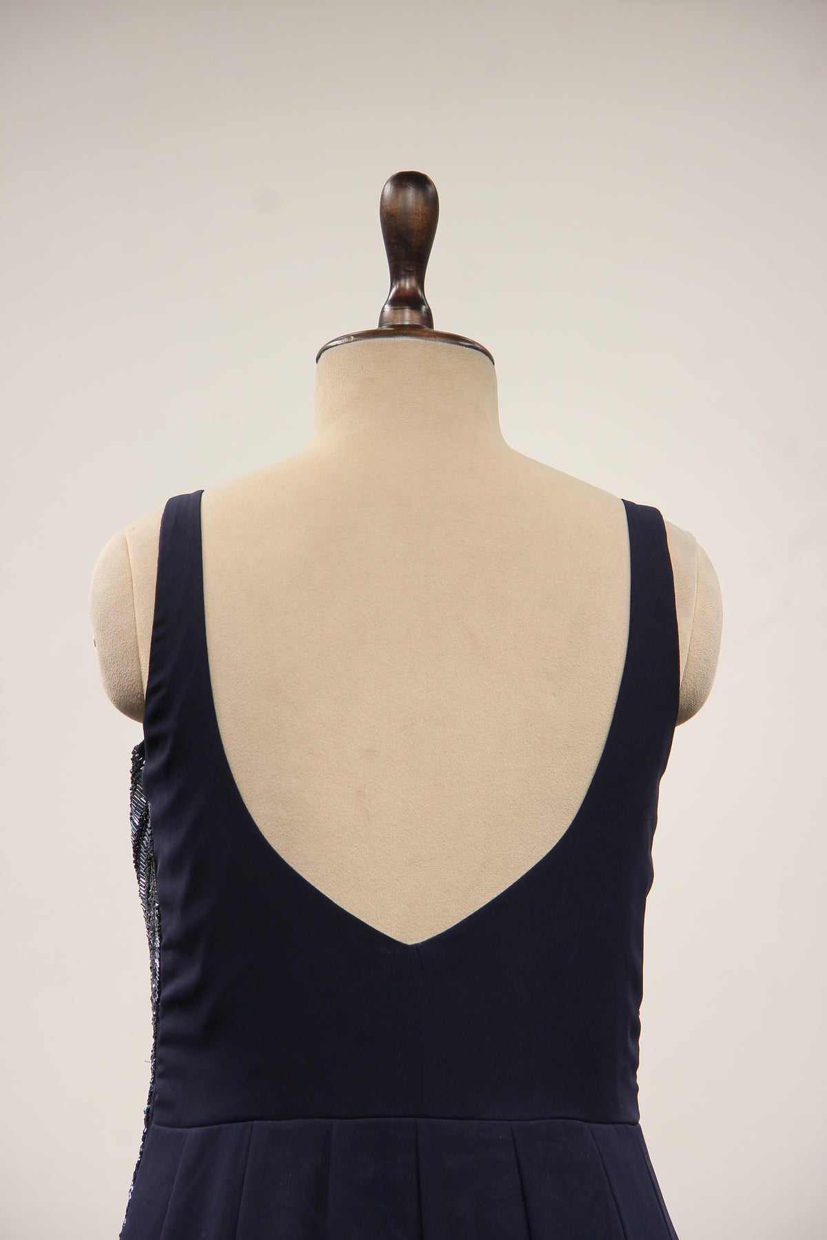 Navy Blue Georgette Mermaid Gown with Cut Dana & Sequin Handwork – back close-up