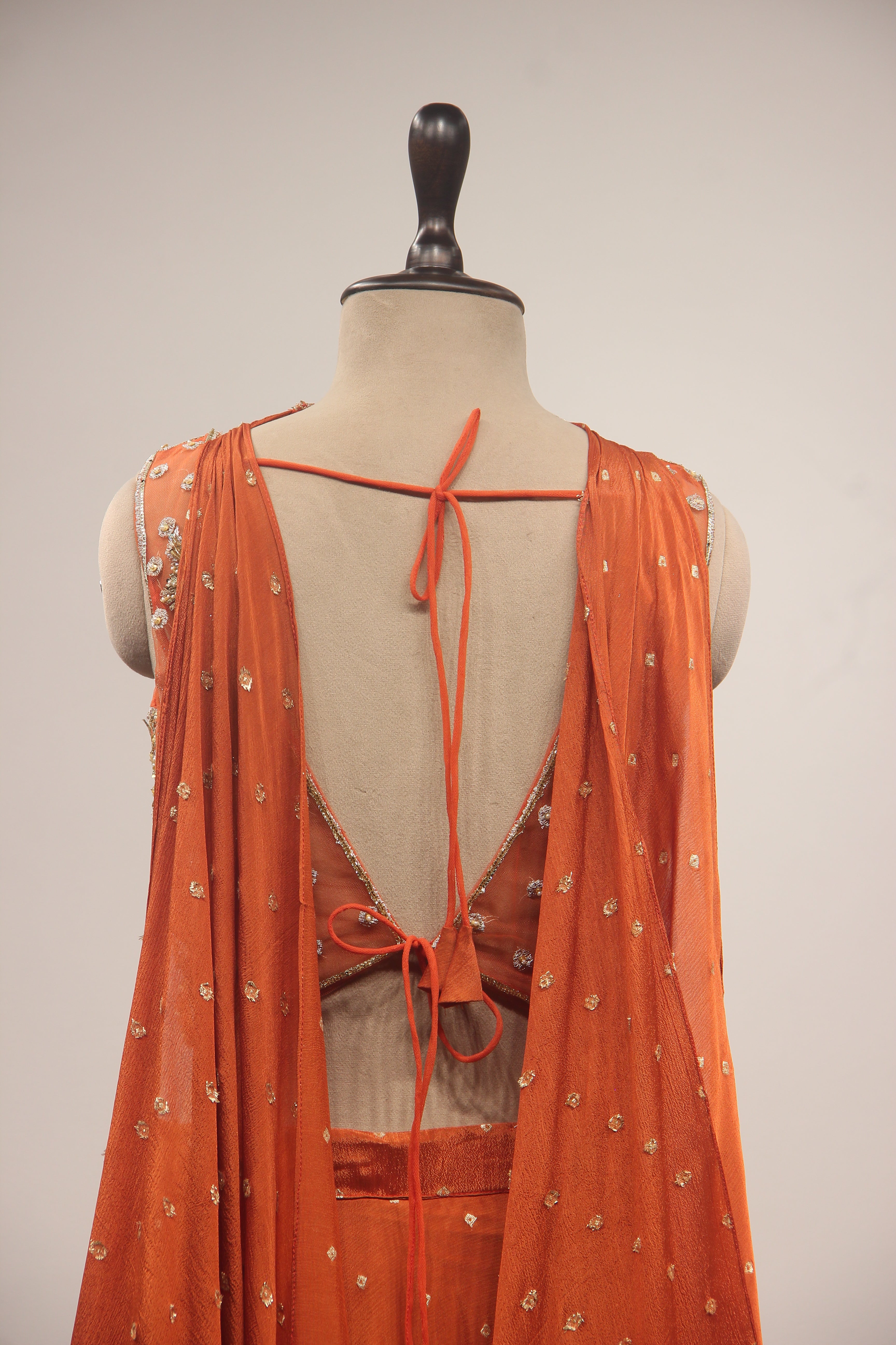 Crepe Lehenga with Hand Embroidery & Zari Handwork Crop Top Dupatta