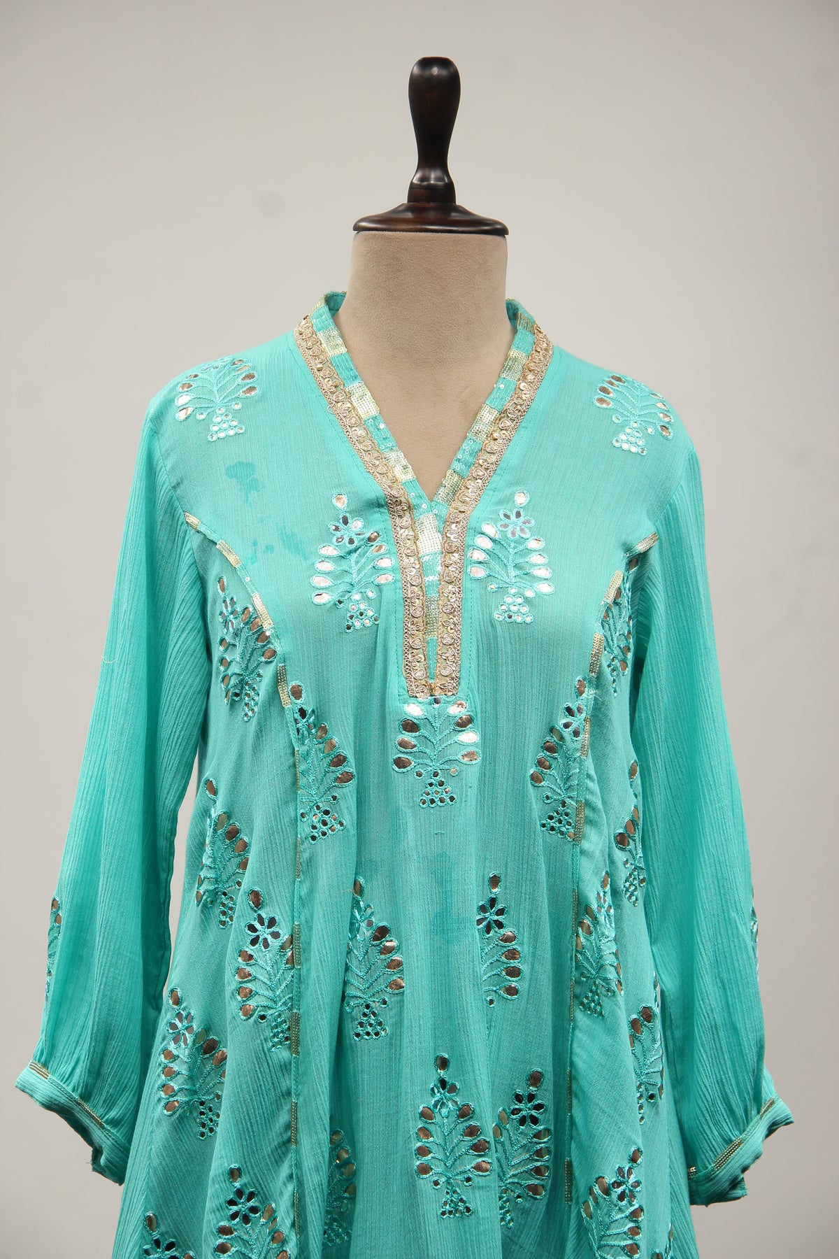 GREEN Cotton Peplum with Gota Patti and Mirror work by OOS — product image 2