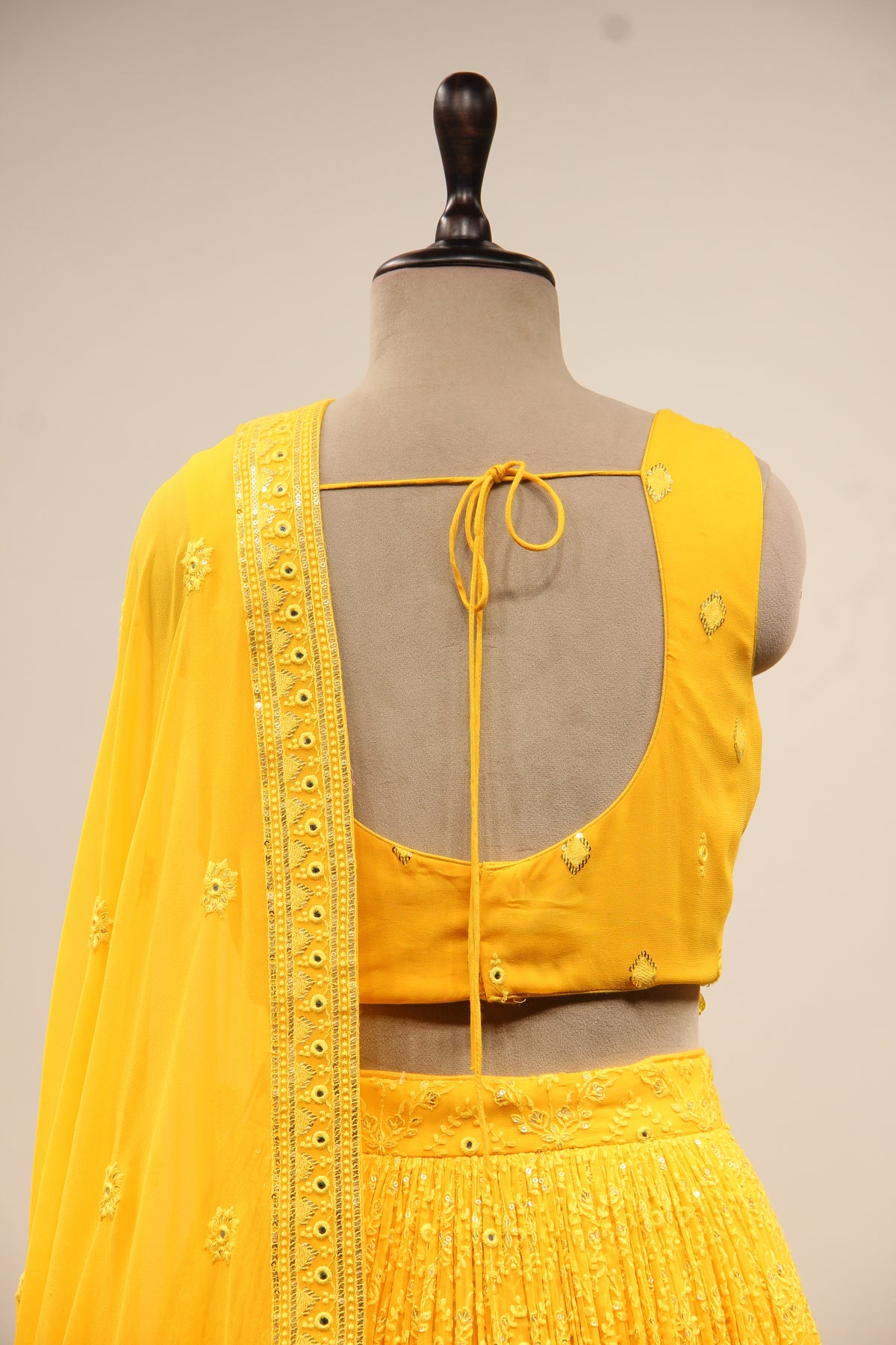 Georgette Lehenga with Resham & Mirror Handwork Crop Top