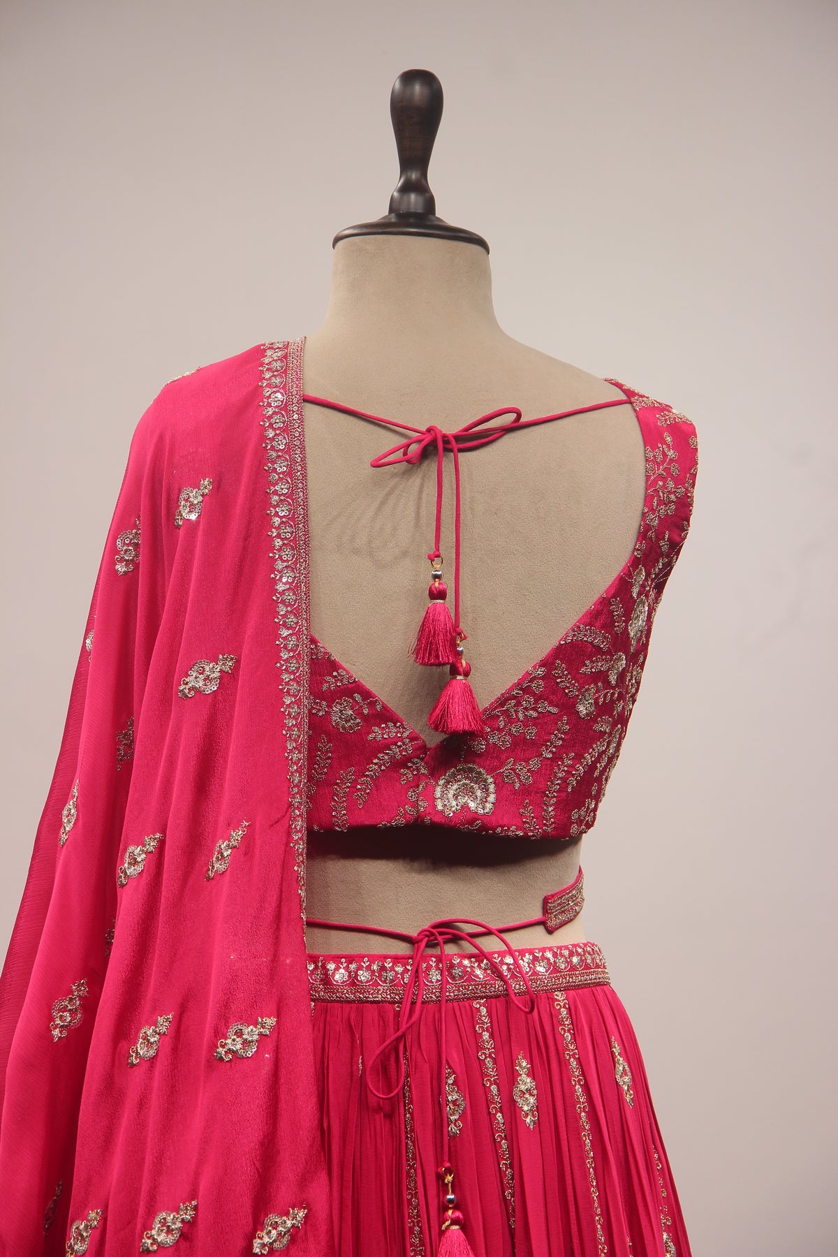 Rani Crepe Lehenga with Cut Dana & Sequin Handwork Crop Top