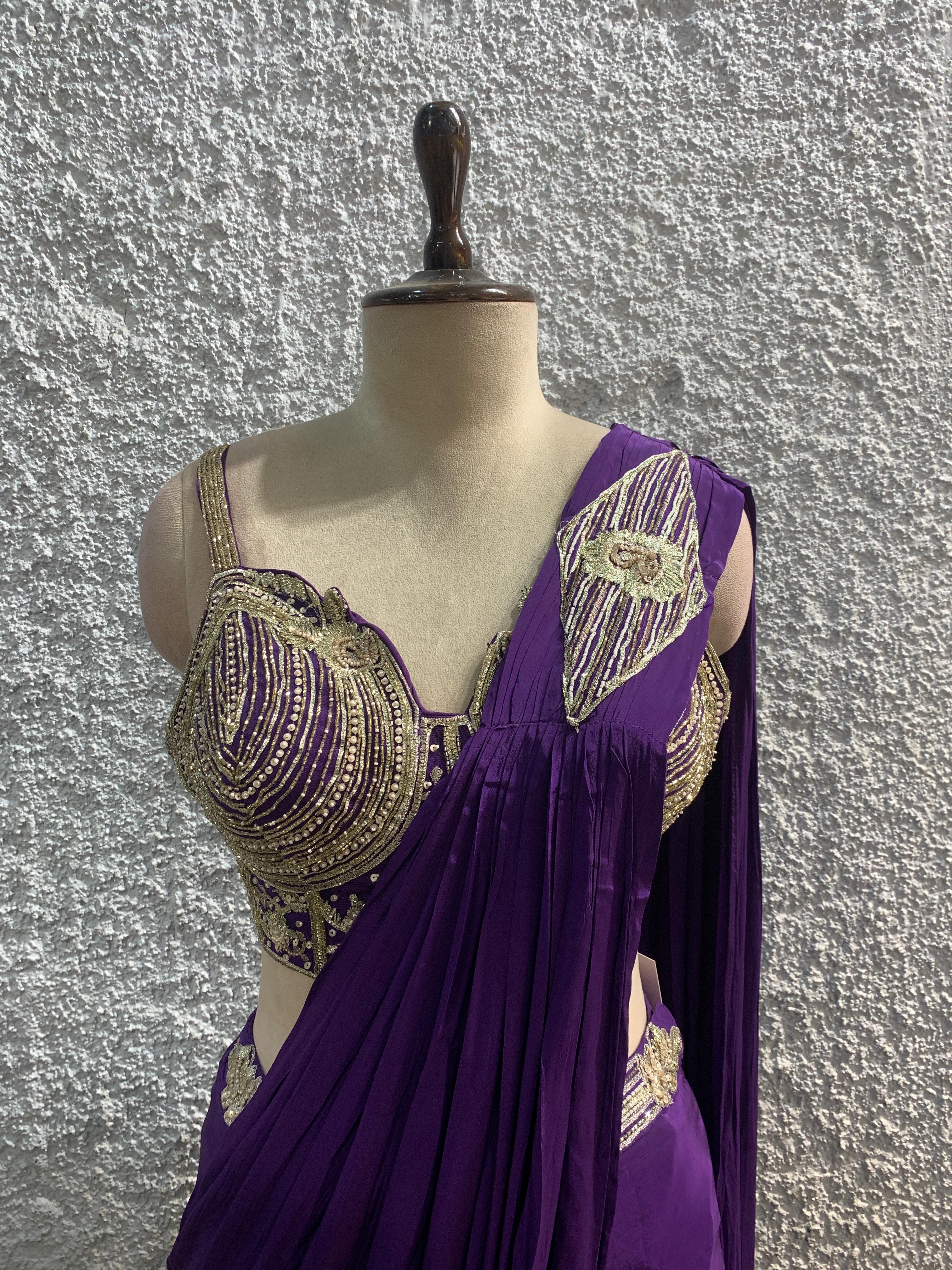 Ready to wear saree with handwork blouse-focus
