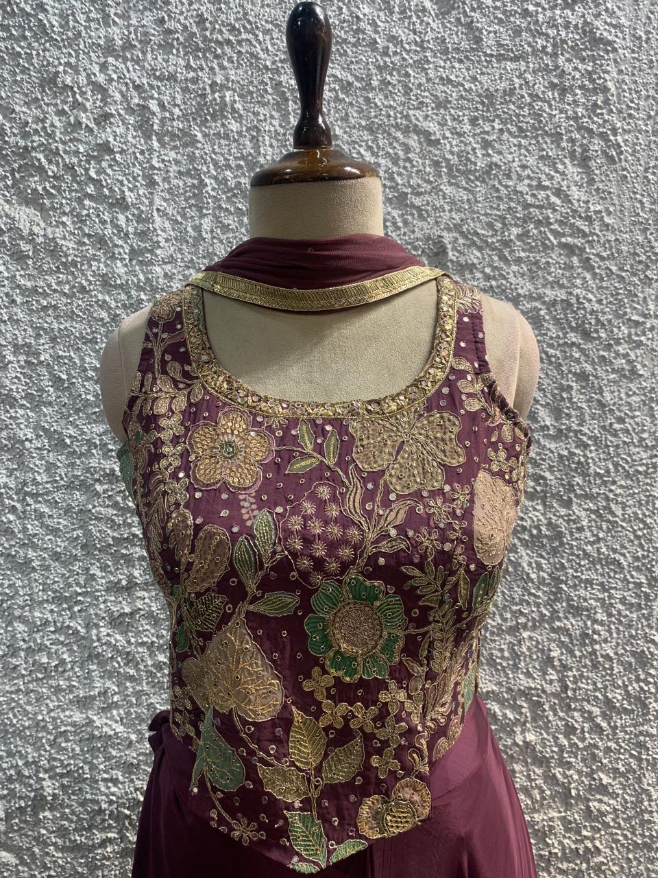 corset Indo-Western embroidred work dupatta-focus