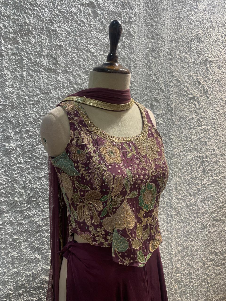 corset Indo-Western embroidred work dupatta -side