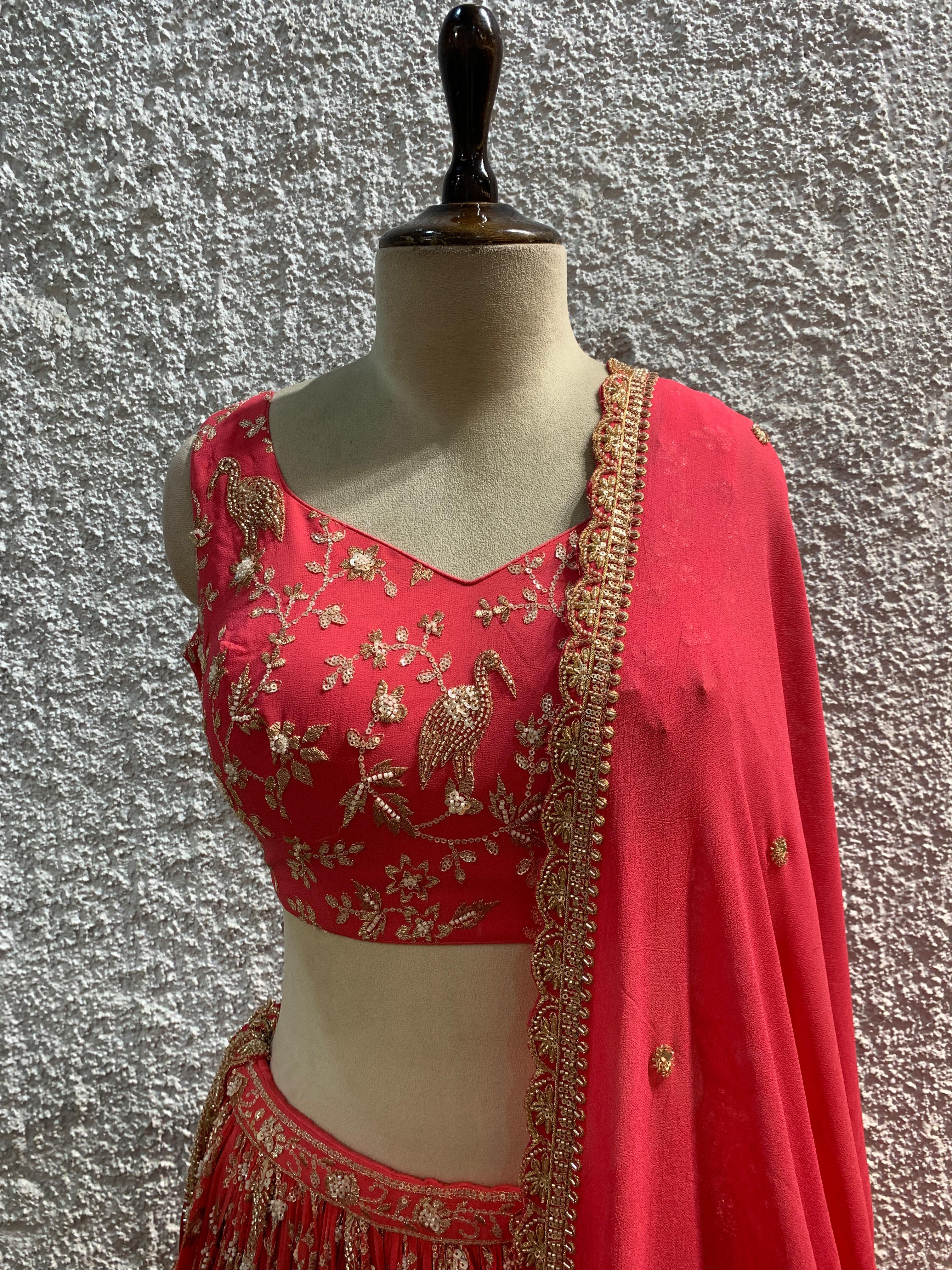 embroidery work lehenga blouse-focus