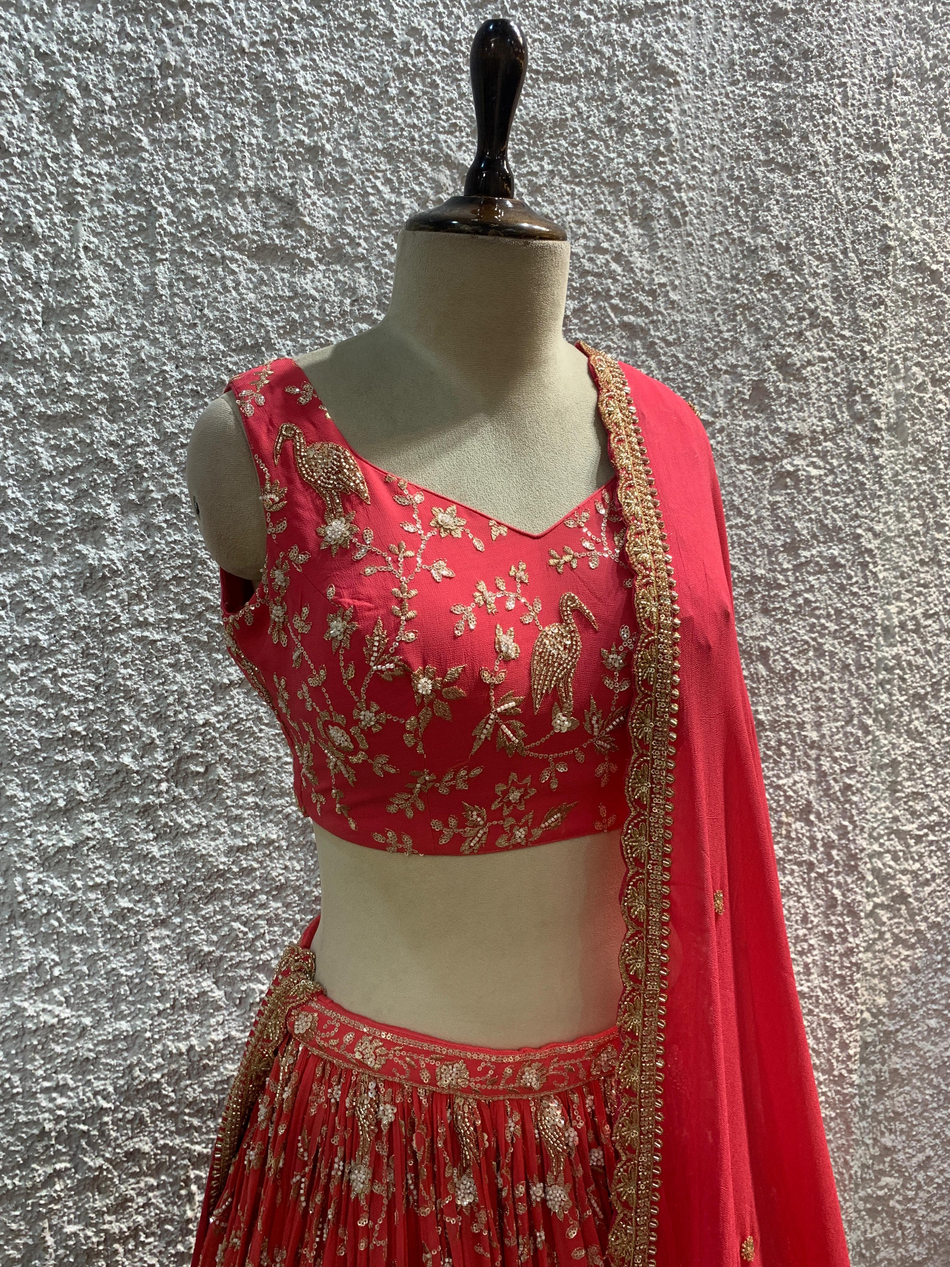 embroidery work lehenga blouse-side
