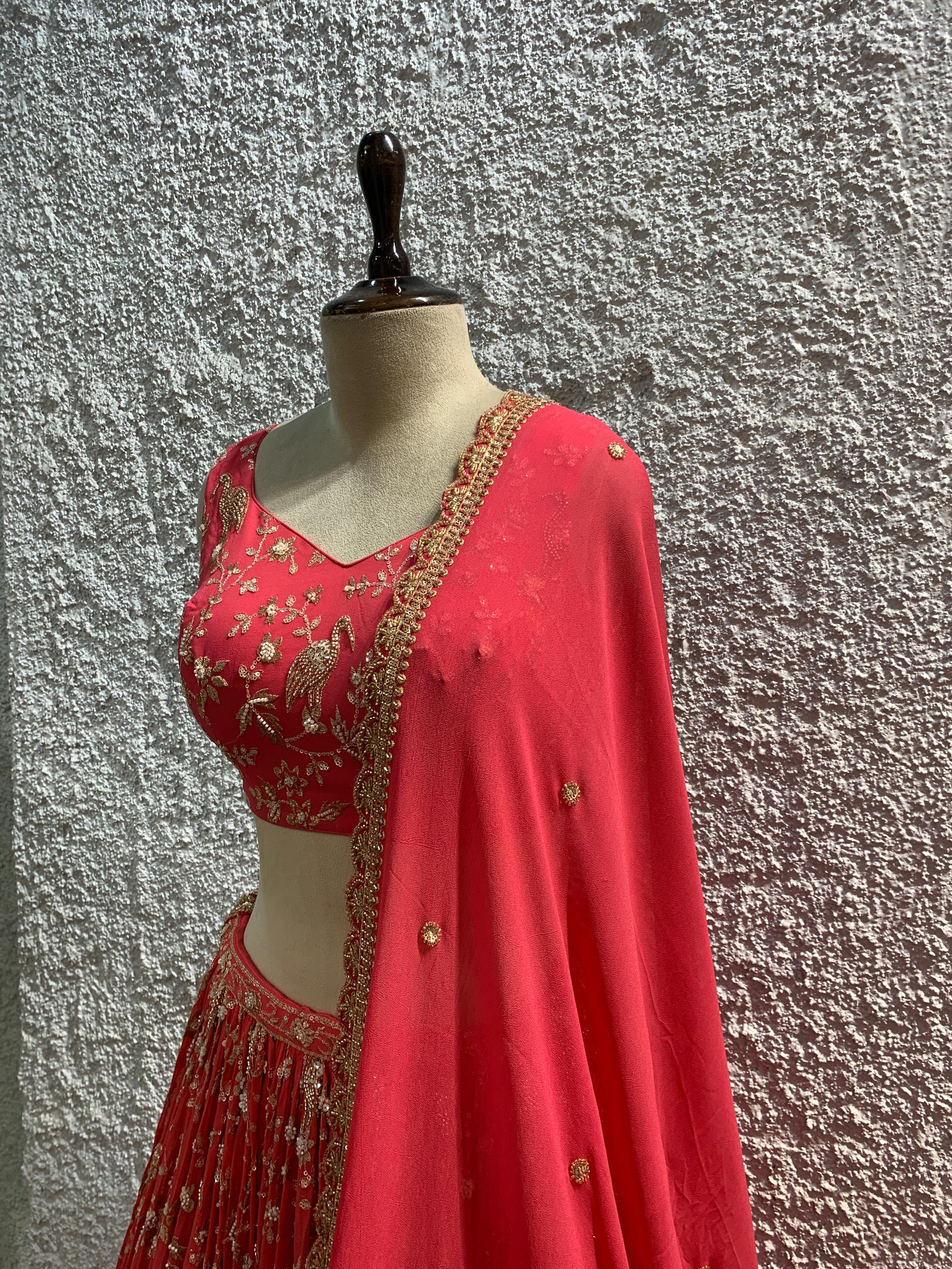 embroidery work lehenga blouse-side
