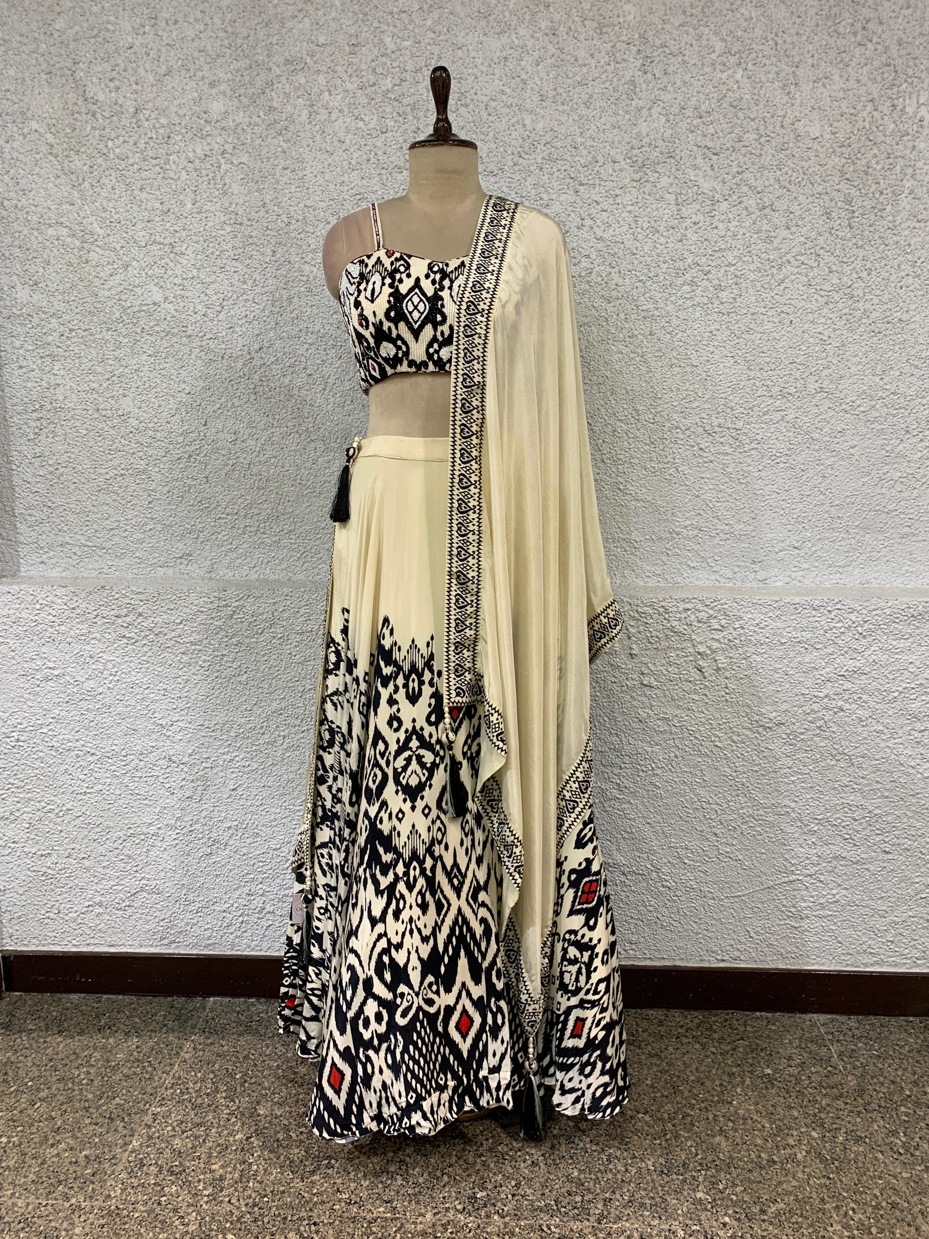 printed lehenga dupatta embroidered work blouse-main
