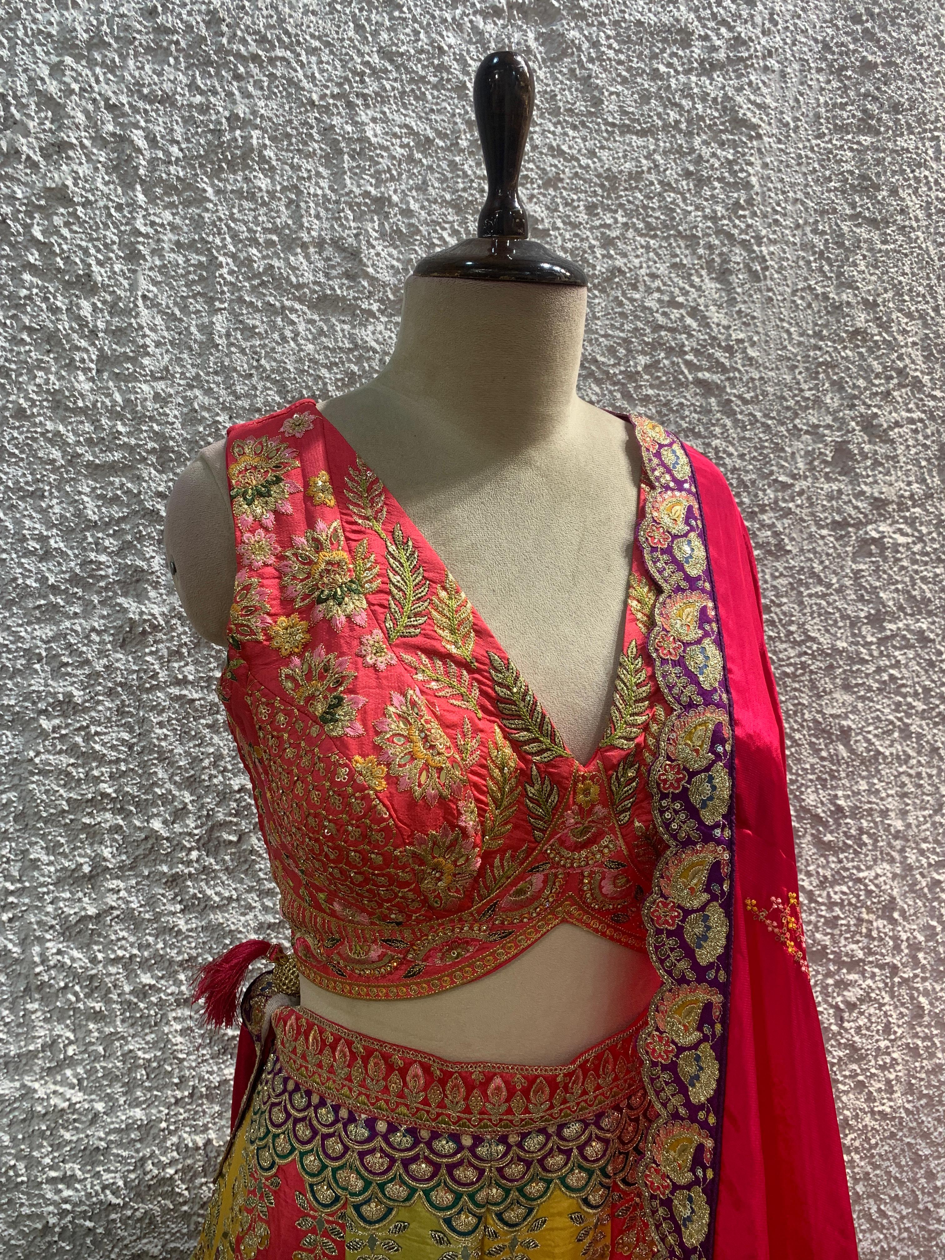 russion silk position print with handwork blouse-side