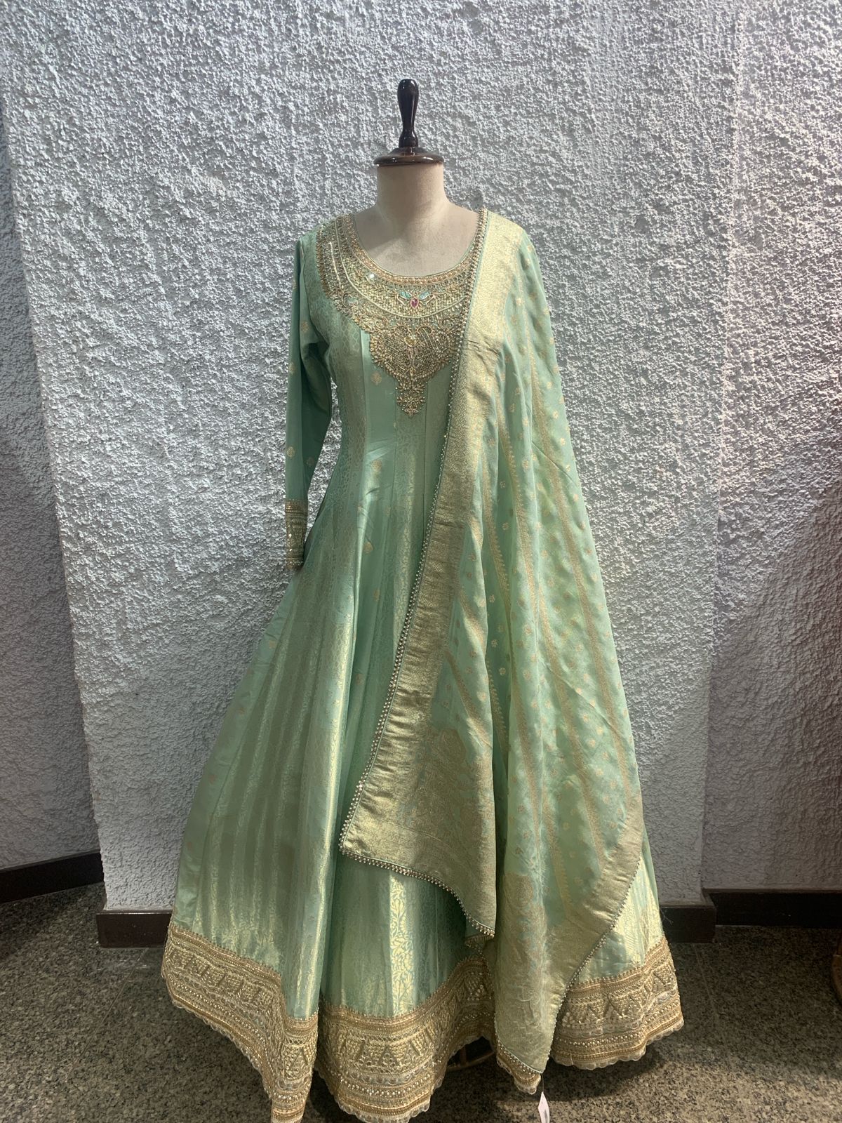 banarasi tissue silk anarkali embroiderd-main