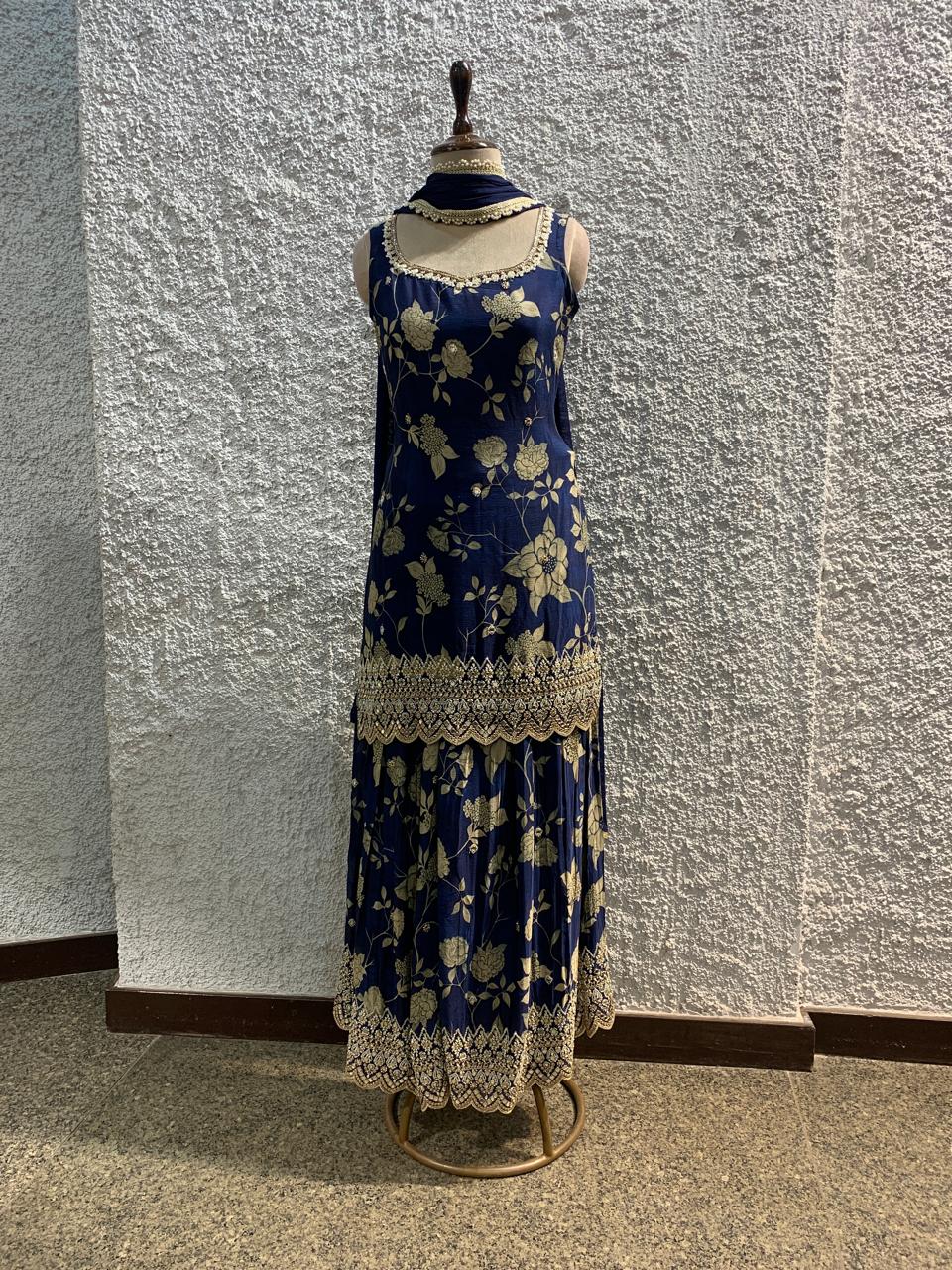 printed sharara suit embroidred work-main