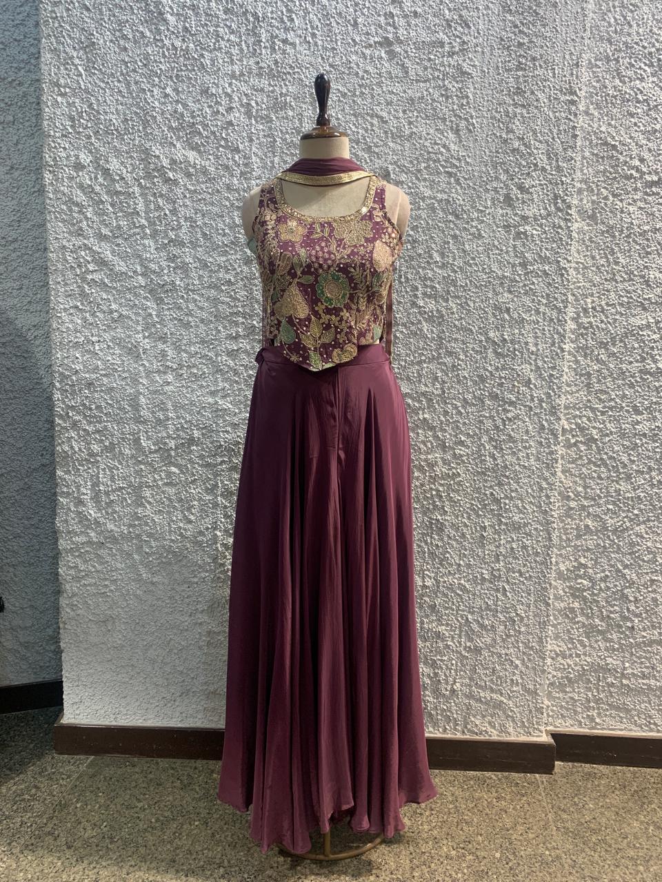 corset Indo-Western embroidred work dupatta-main