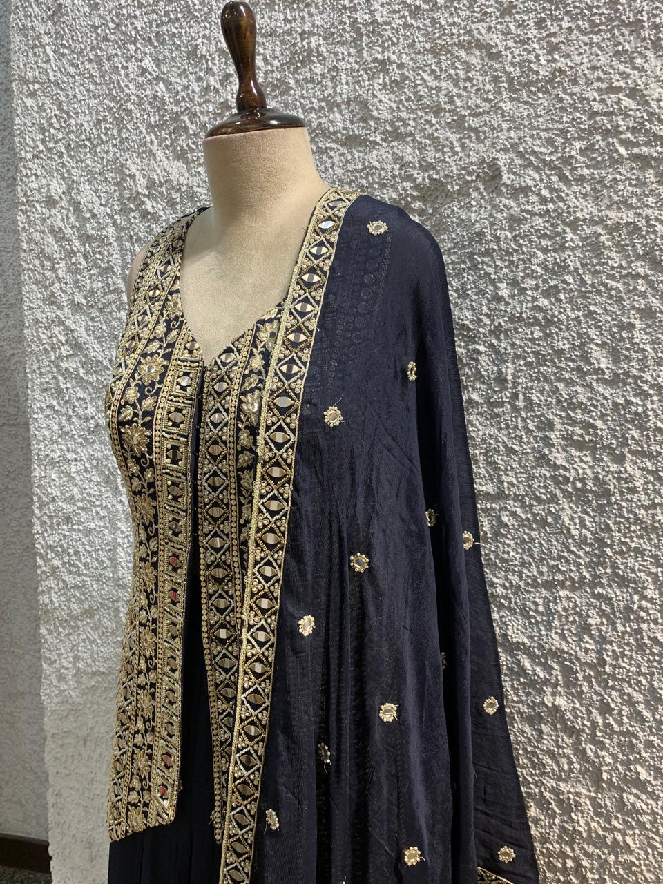 embroidery Indo-Western with handwork plazo-side