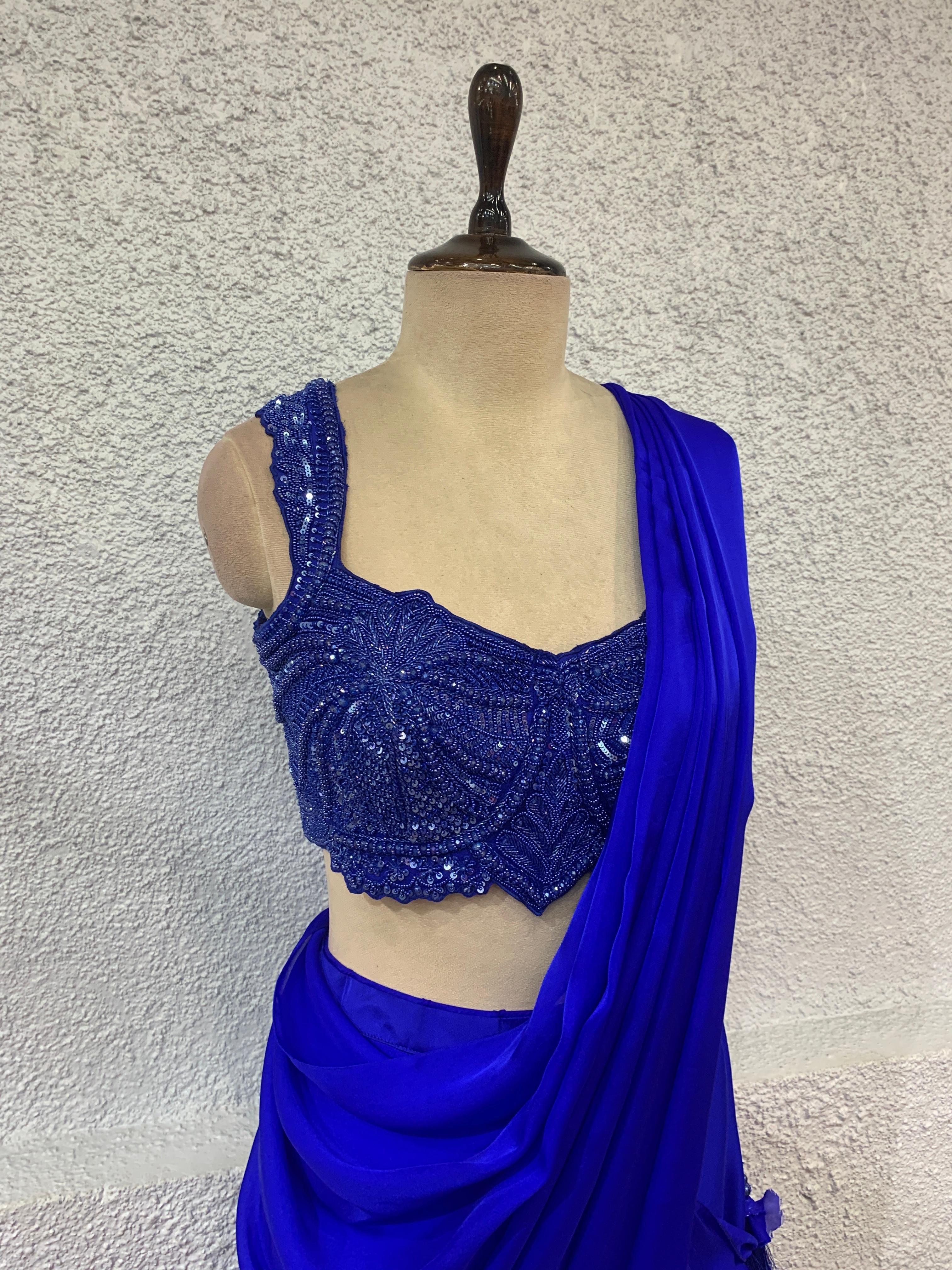 Electric Blue Drape Saree