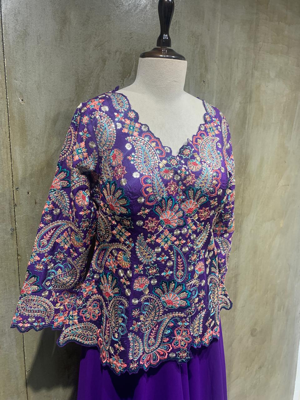 natural crepe floral print bliss top with plazzo-side