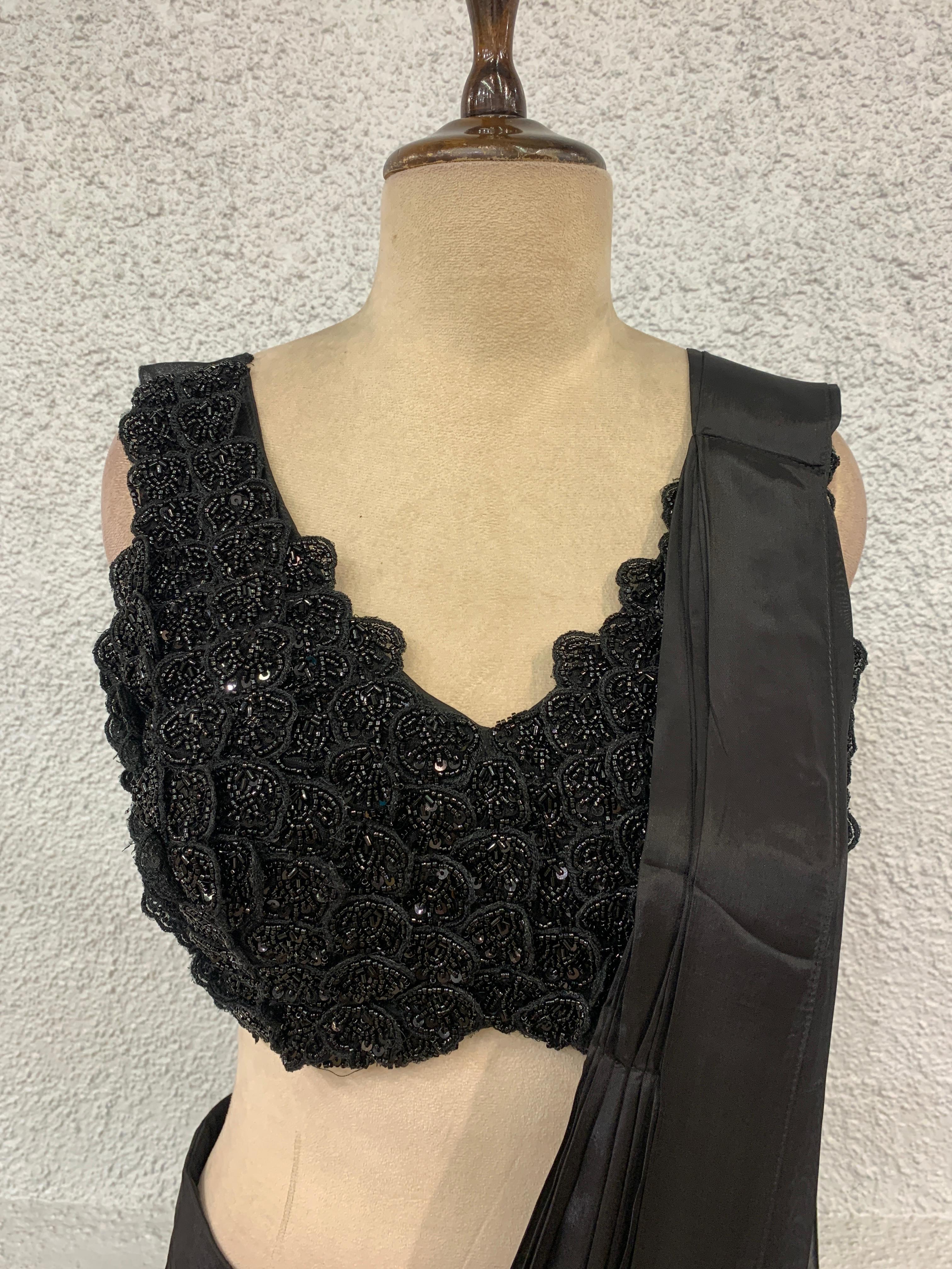 drape saree with handwork blouse-focus