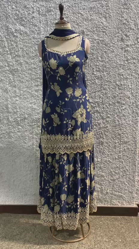 printed sharara suit embroidred work- video