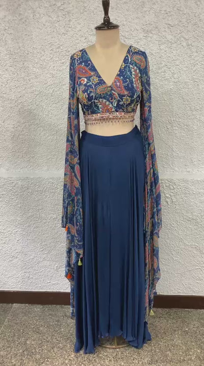 florol print crop top long sleeves-video