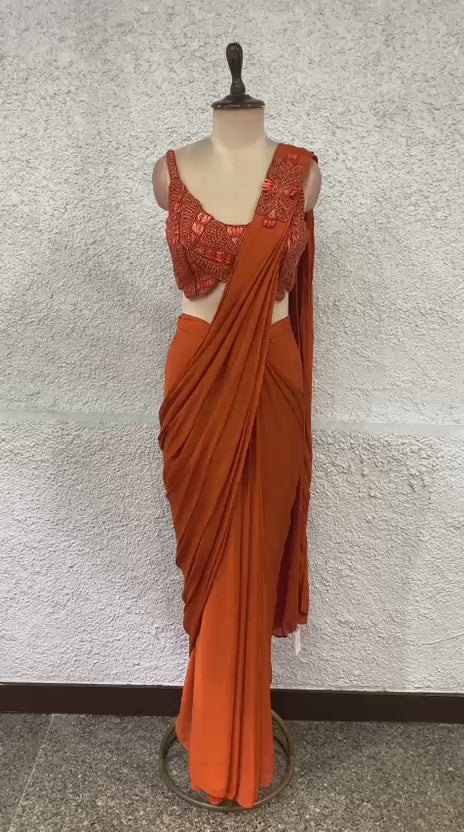 drape saree with handwork blouse-video