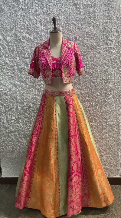 banarasi silk lehenga with handwork blouse-ideo