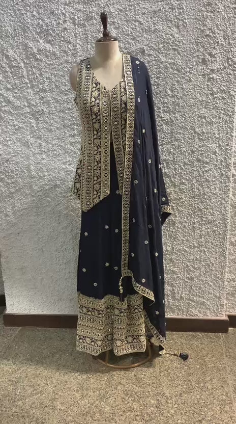 embroidery Indo-Western with handwork plazo-video