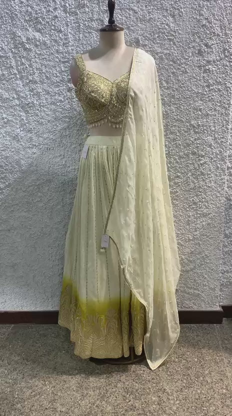 embroidery crepe lehenga with handwork blouse-video