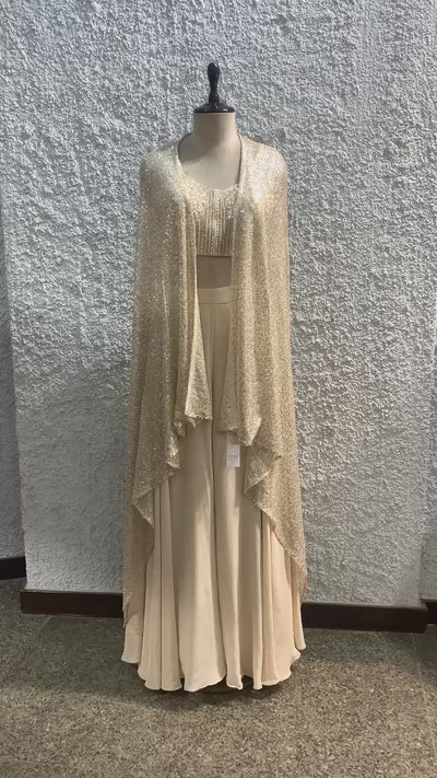 Indo-Western sequin shrug palazzo embroidered work corset blouse-video