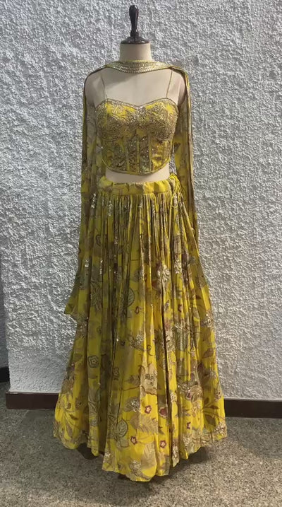 Embroidery Crepe lehenga with handwork corset blouse-video